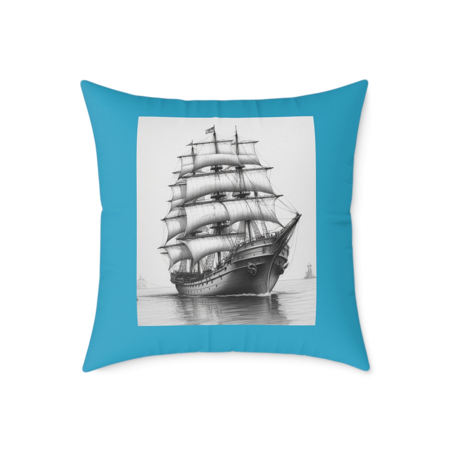 Ship Square Poly Canvas Pillow