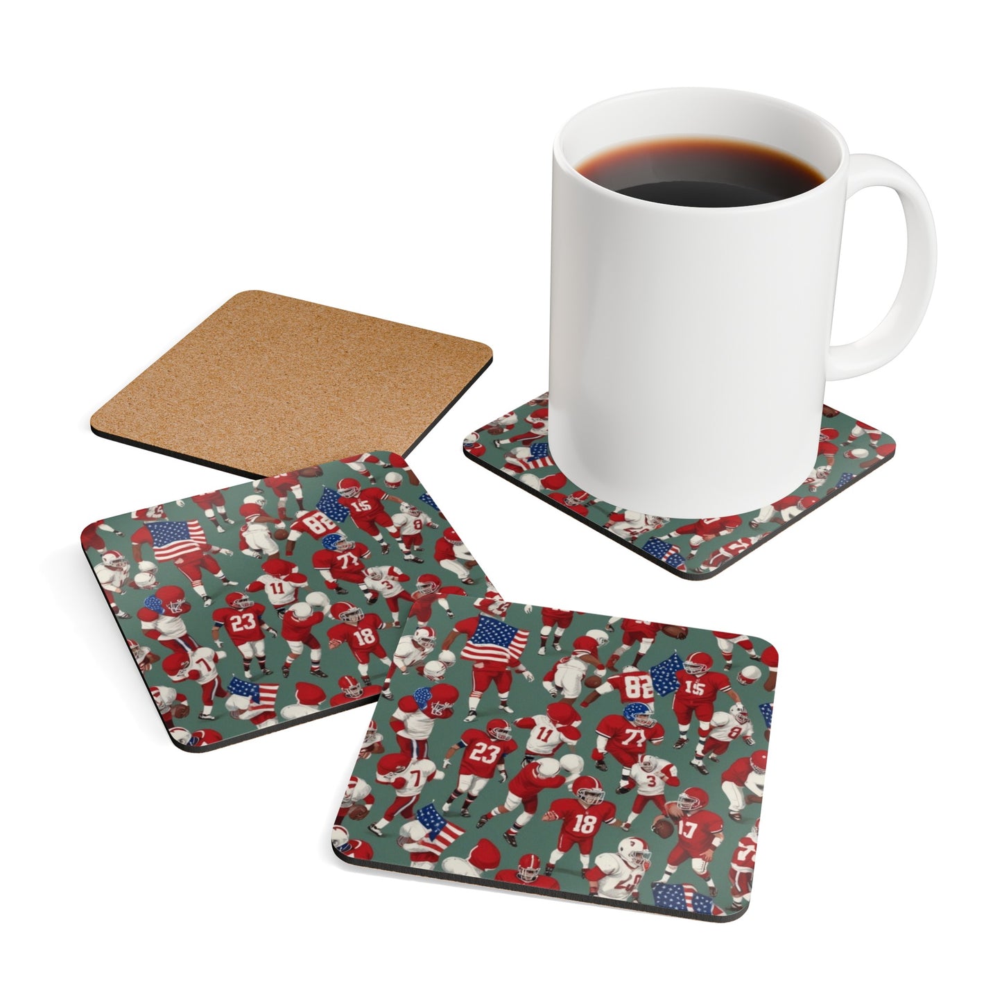 American Football Corkwood Coaster Set