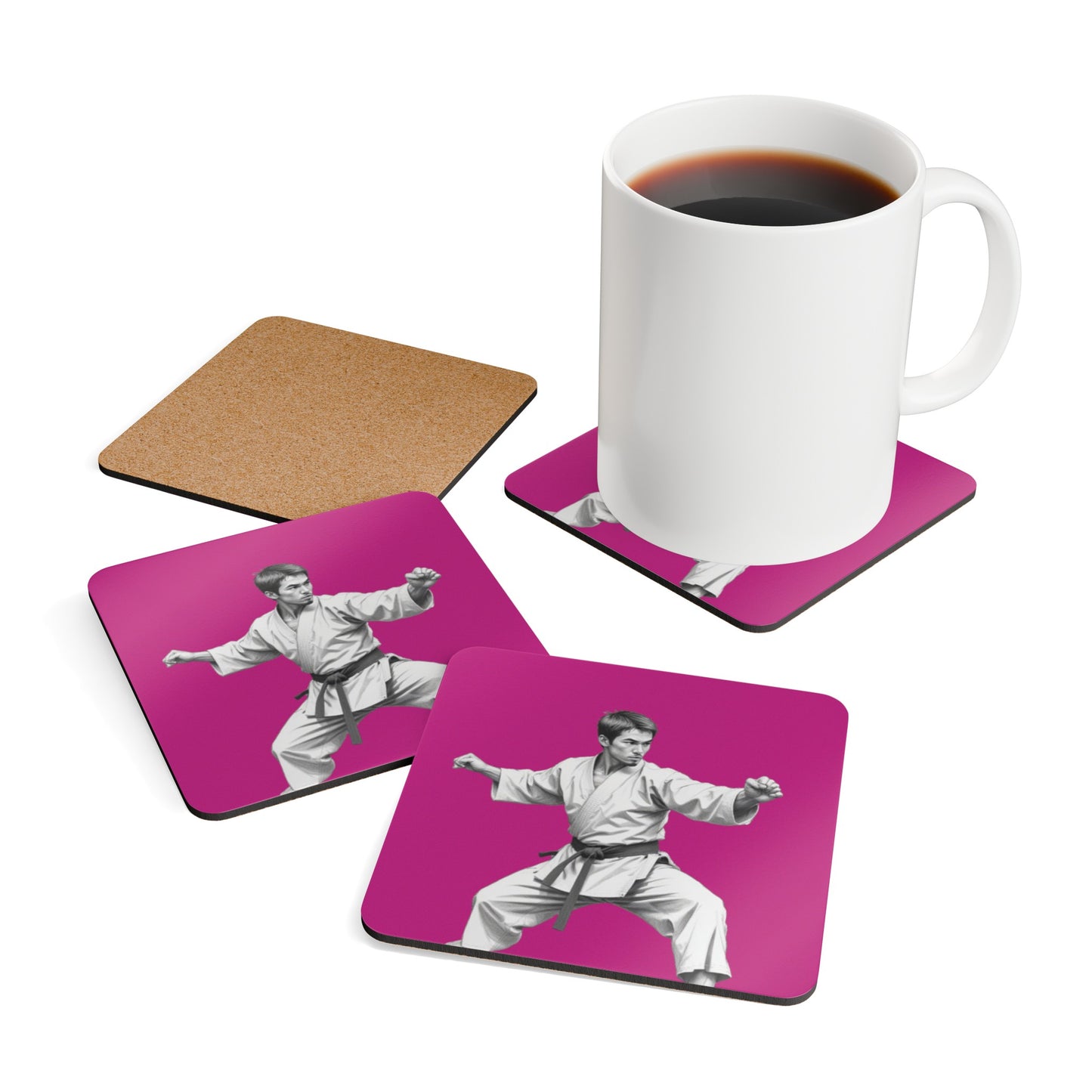 Martial Arts Corkwood Coaster Set