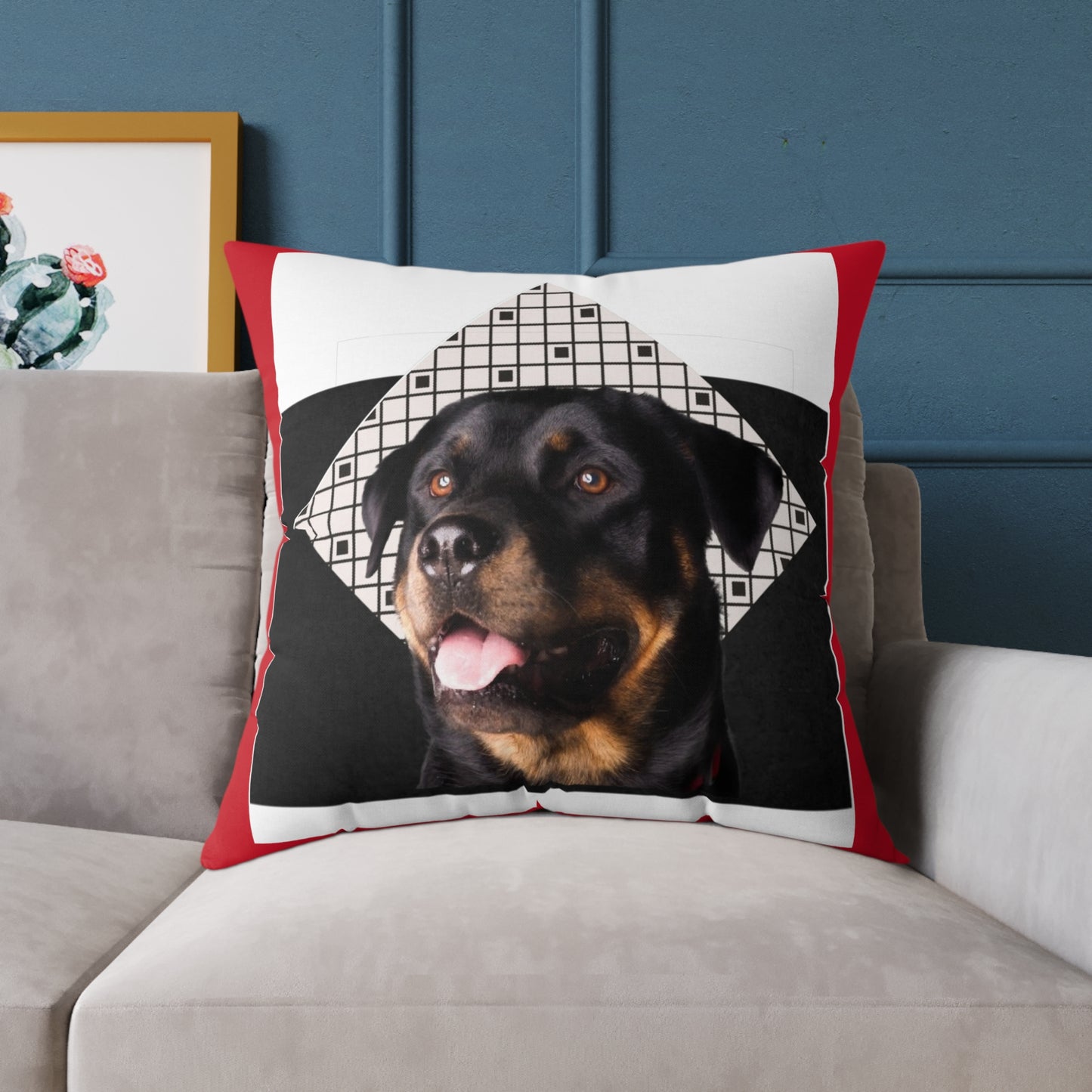 Rottweiller Square Poly Canvas Pillow