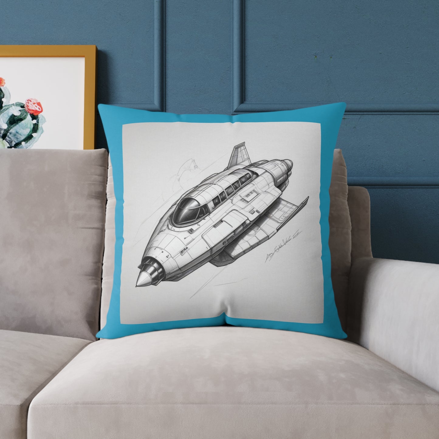 Spacecraft Square Poly Canvas Pillow