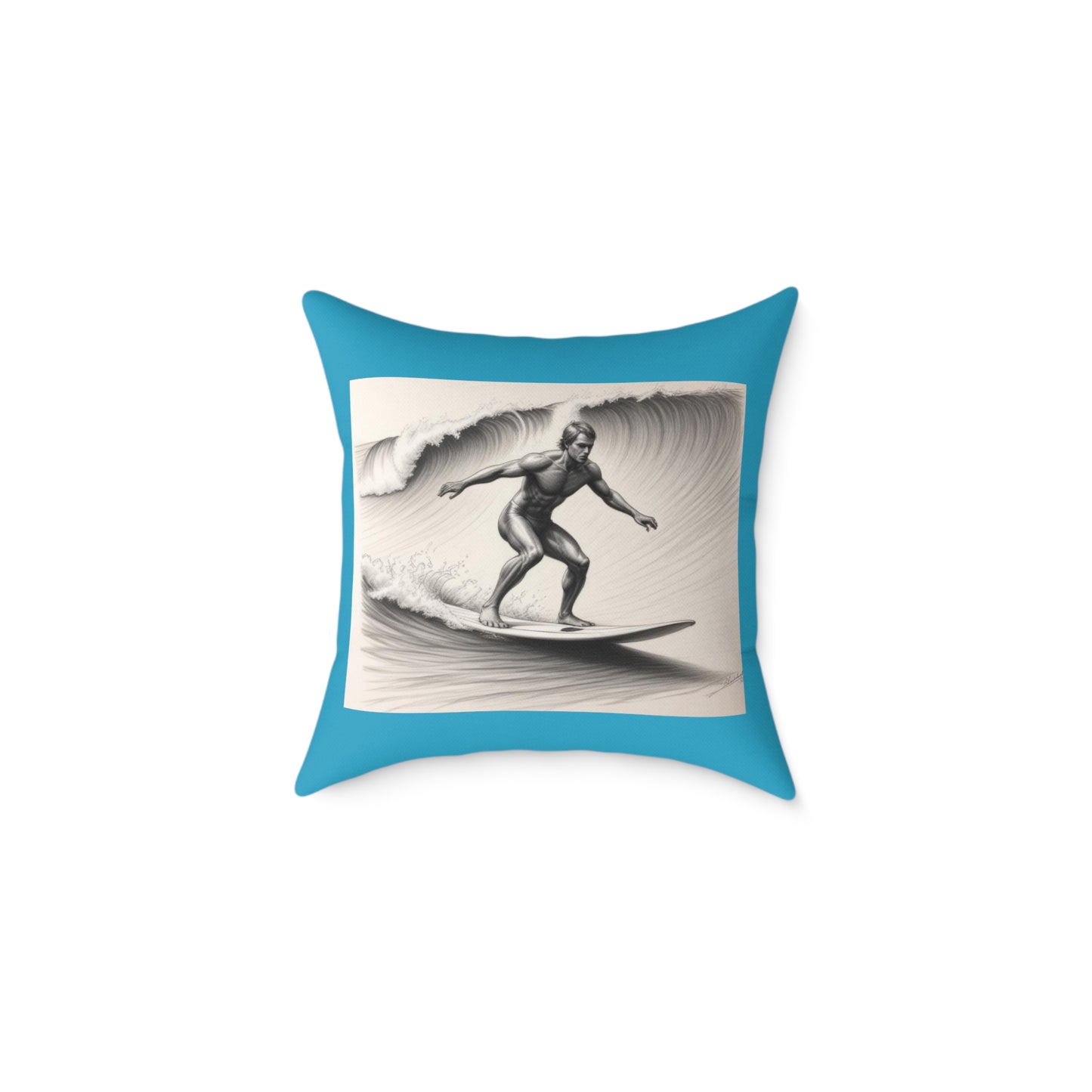 Surfing Square Poly Canvas Pillow