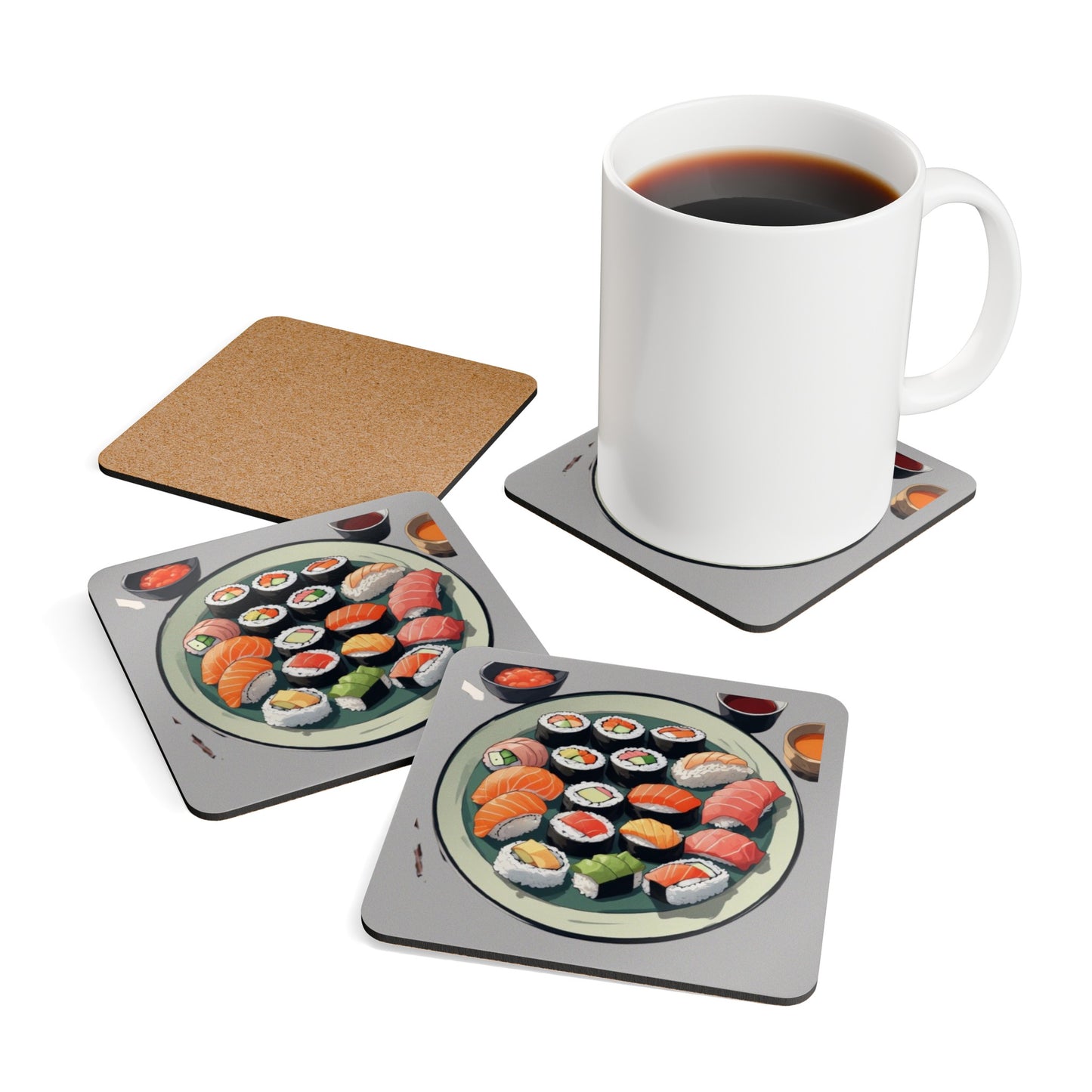 Sushi Corkwood Coaster Set