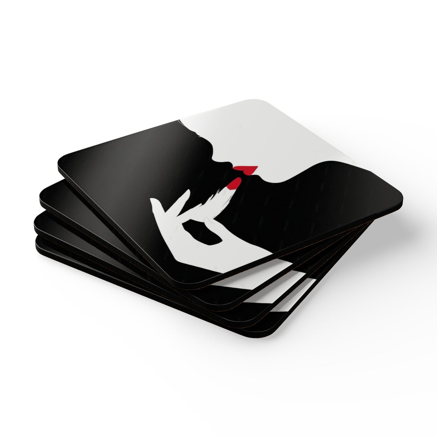 Black And White Corkwood Coaster Set