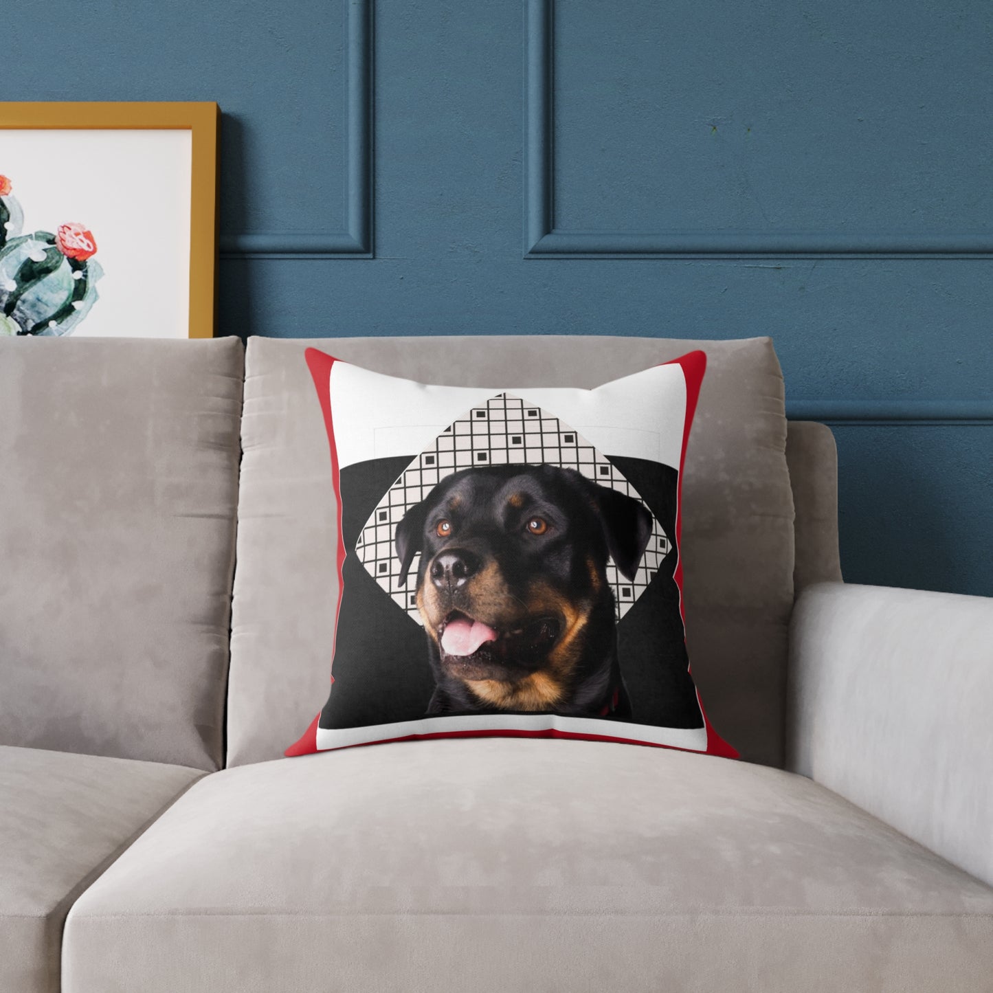 Rottweiller Square Poly Canvas Pillow