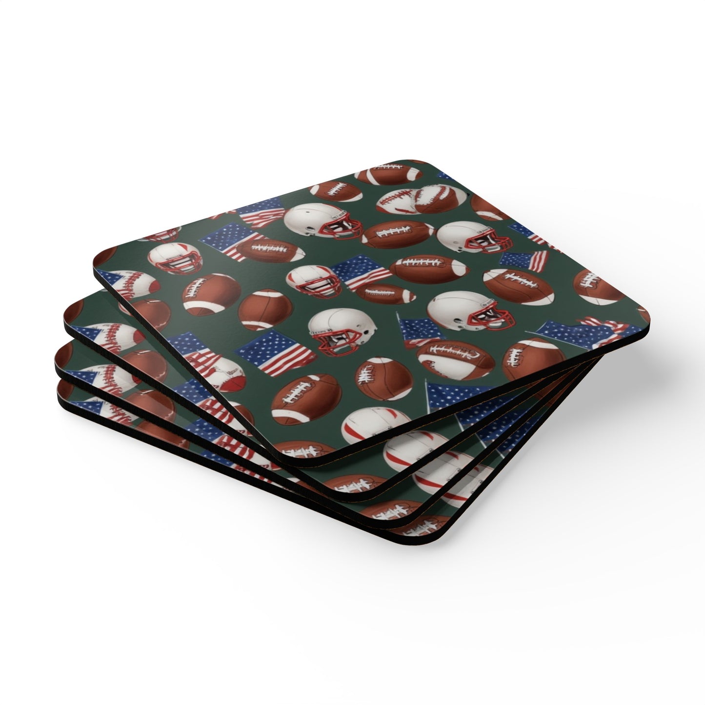 American Football Corkwood Coaster Set