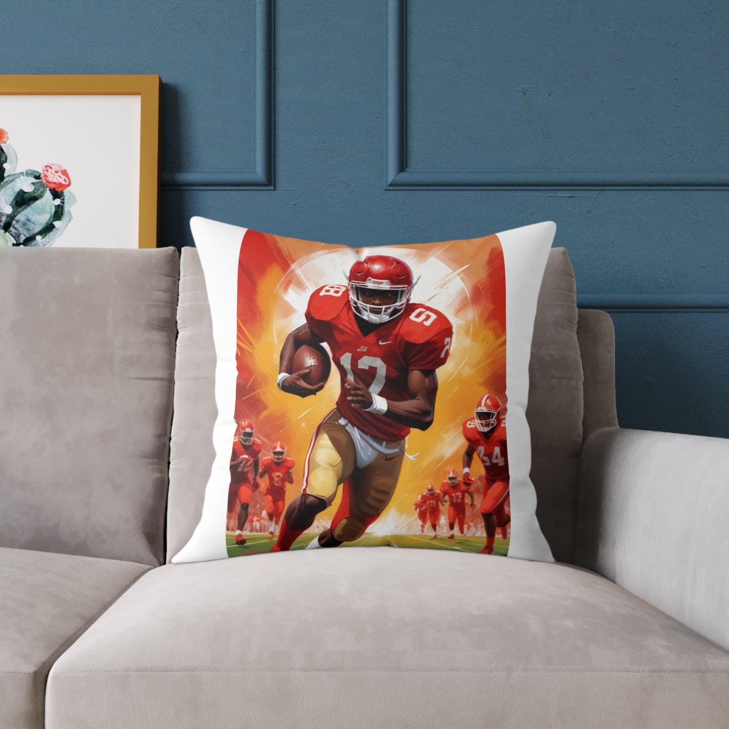 American Football Square Poly Canvas Pillow
