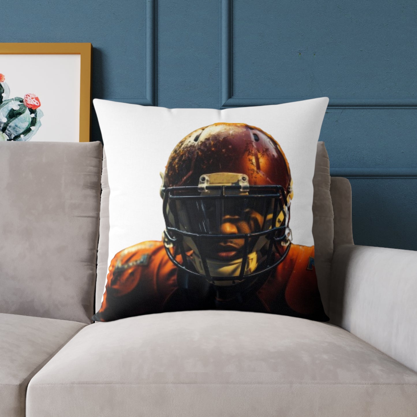 American Football Square Poly Canvas Pillow
