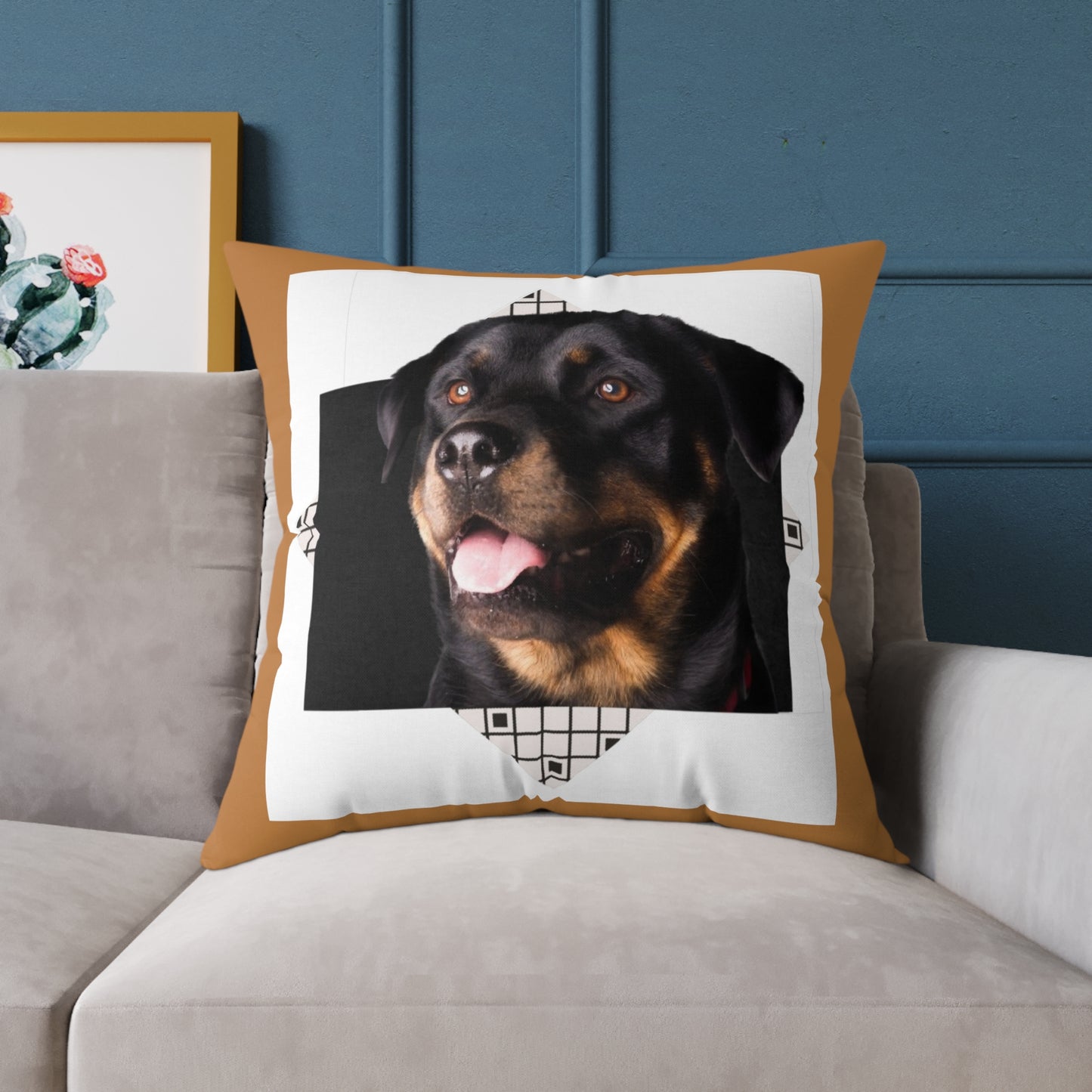 Rottweiller Square Poly Canvas Pillow