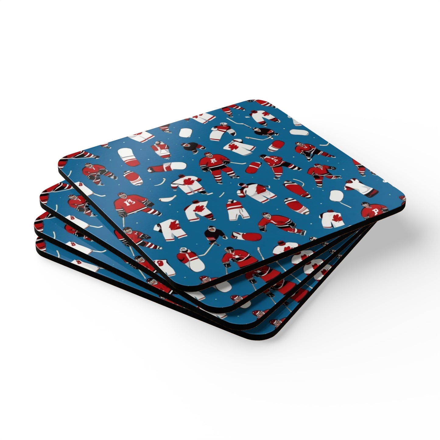 Ice Hockey Corkwood Coaster Set