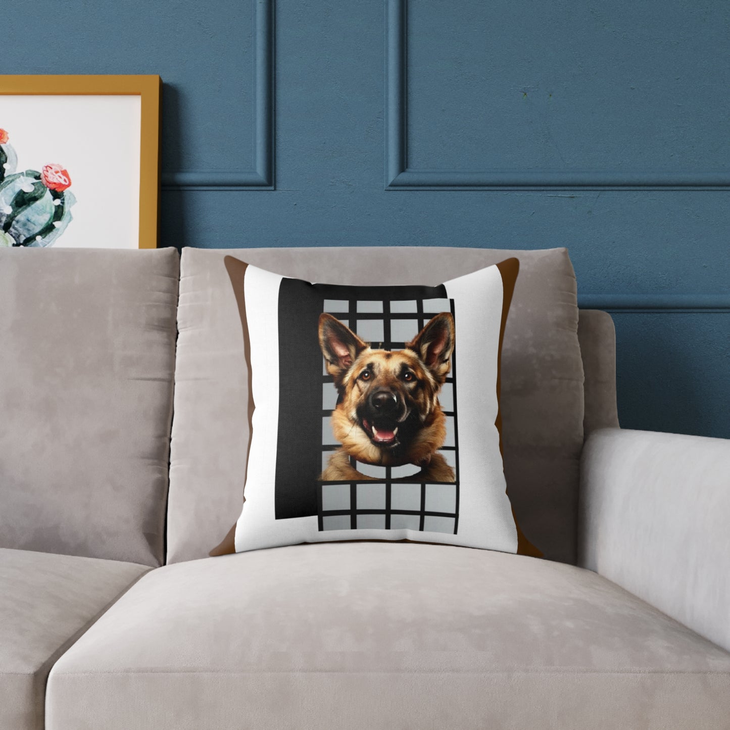 Alsation German Shephard Square Poly Canvas Pillow
