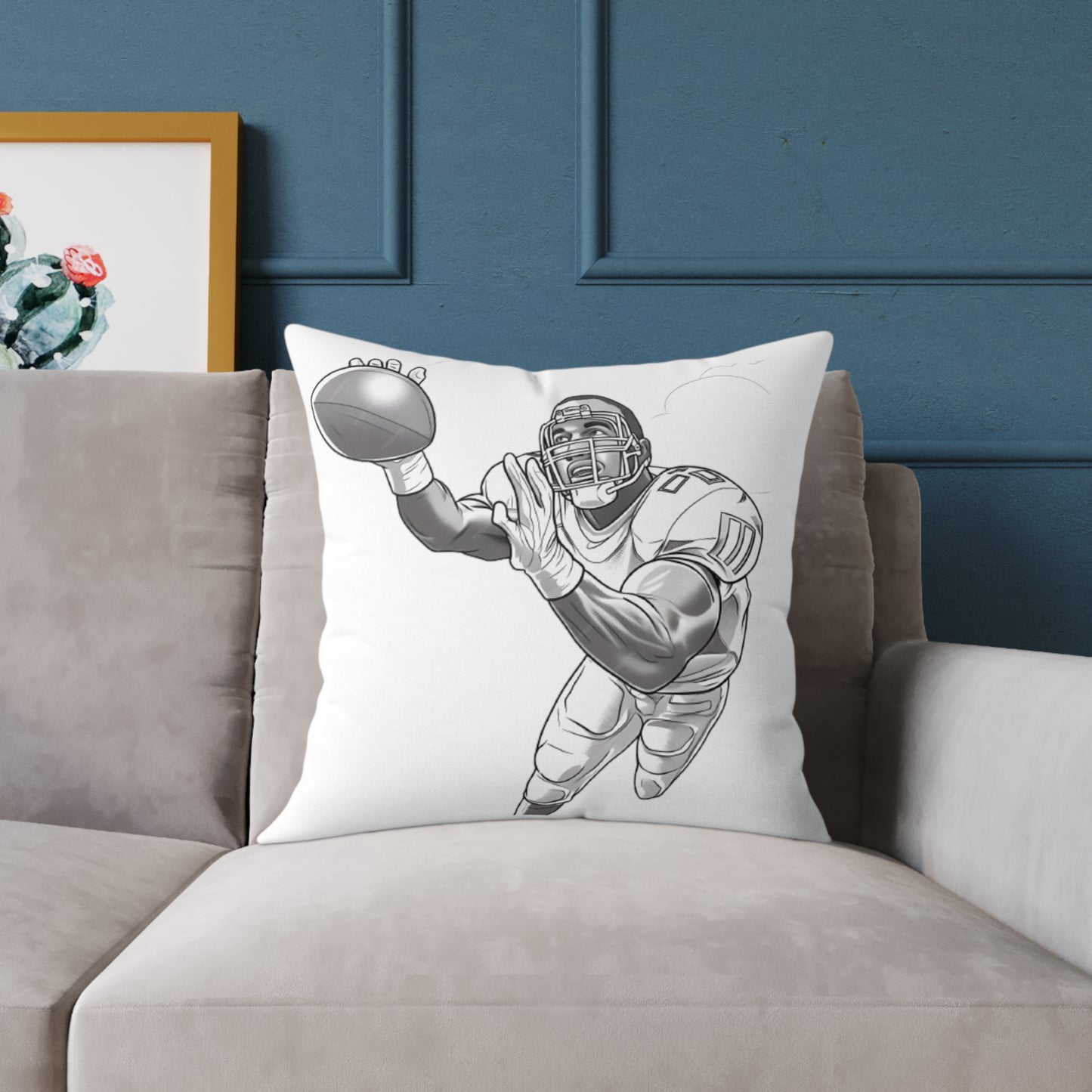 American Football Square Poly Canvas Pillow