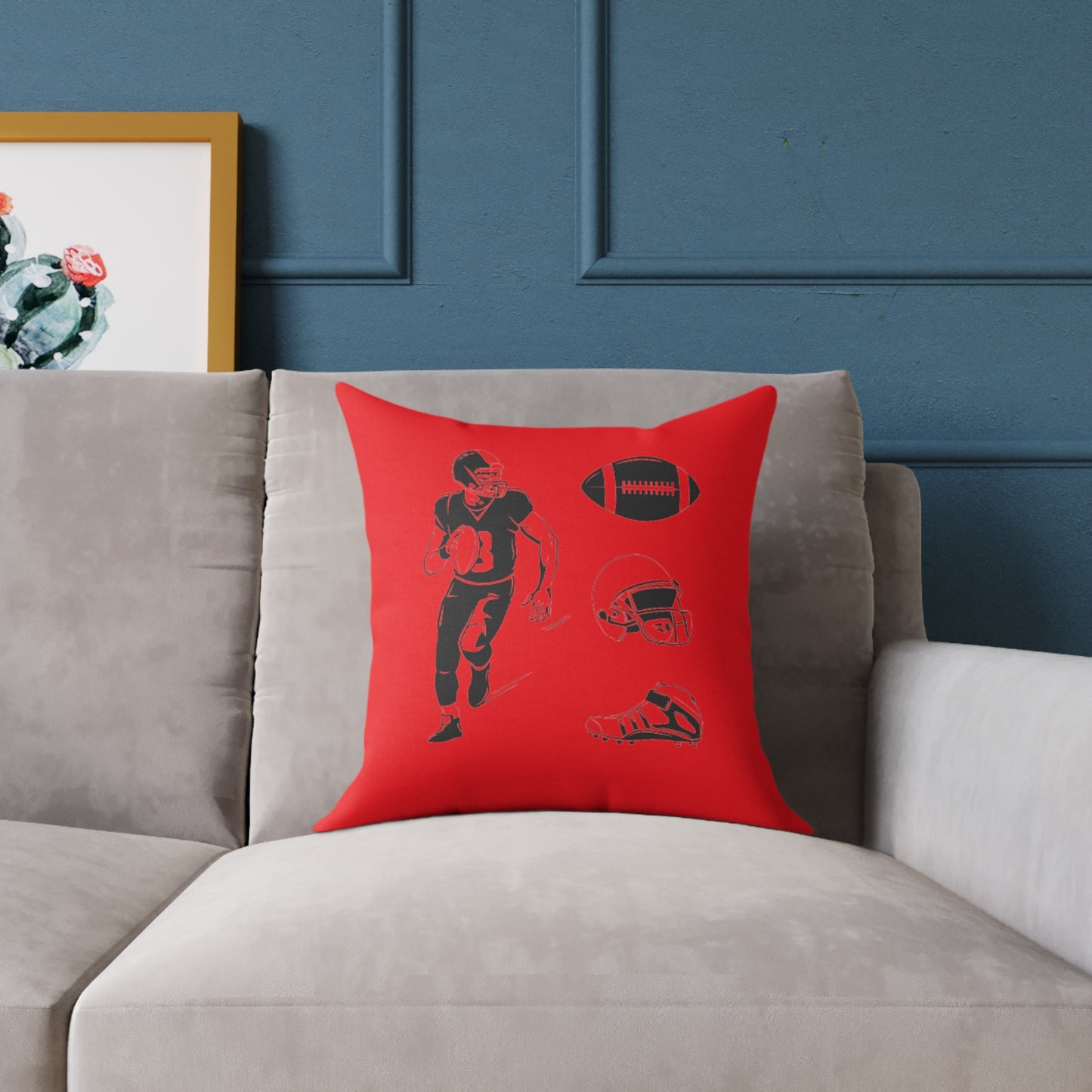 American Football Square Poly Canvas Pillow