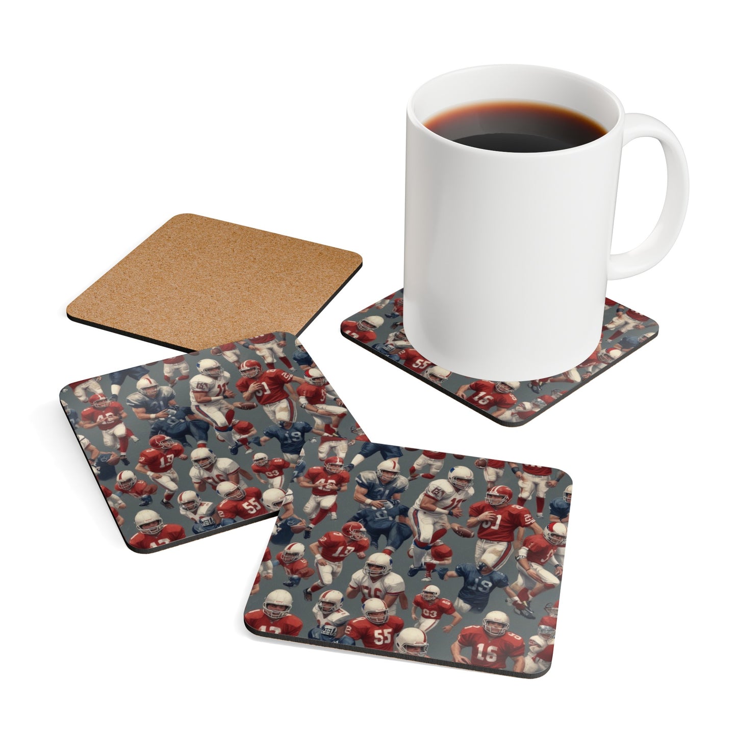 American Football Corkwood Coaster Set