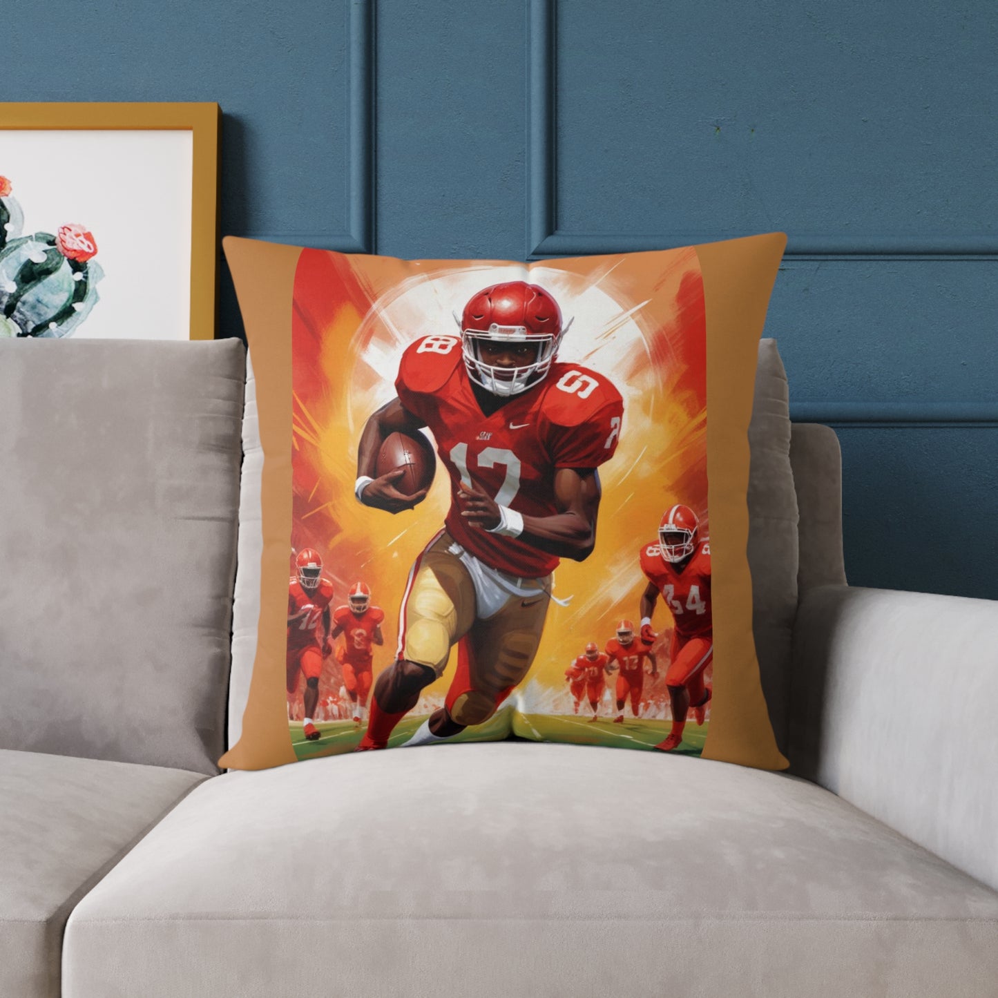 American Football Square Poly Canvas Pillow