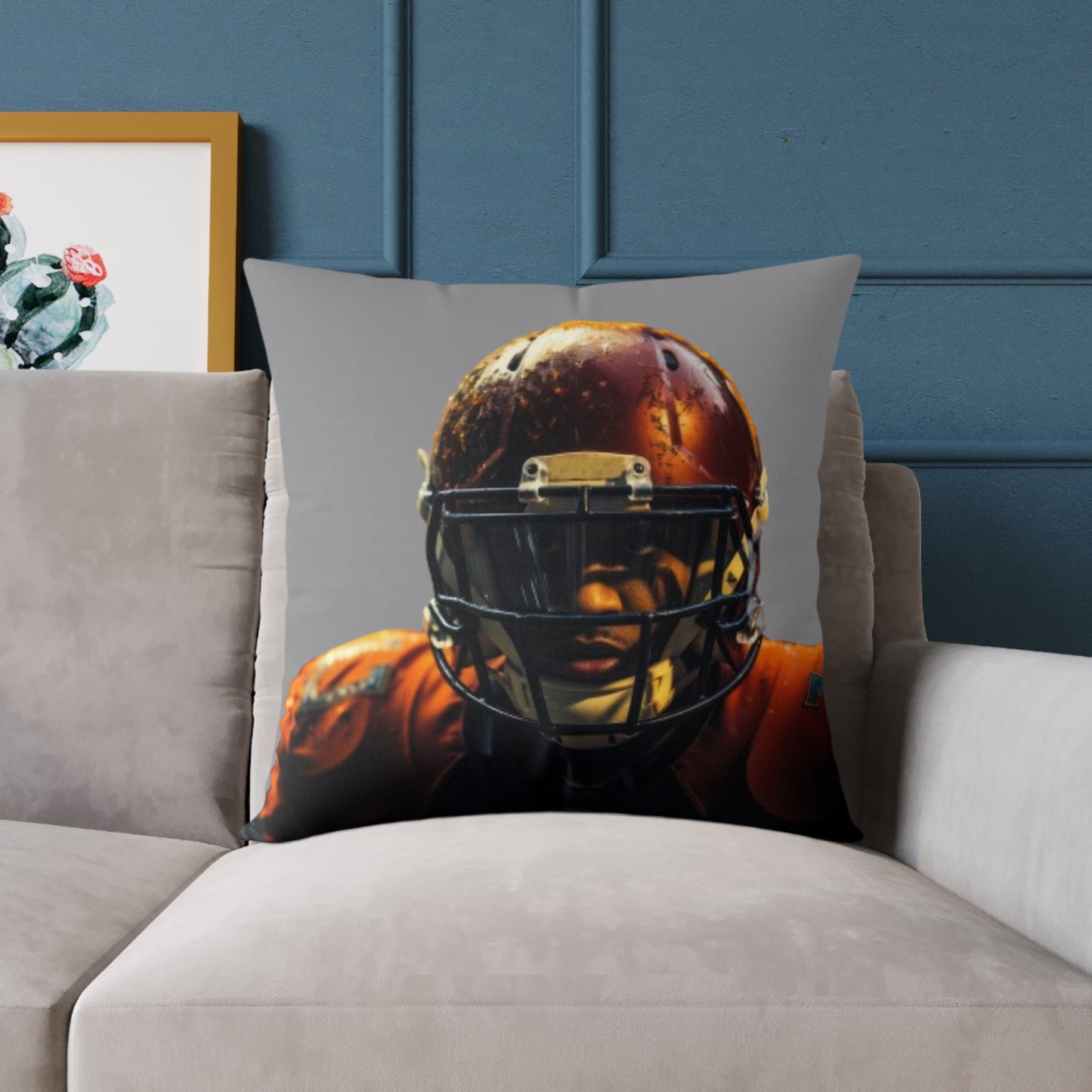 American Football Square Poly Canvas Pillow