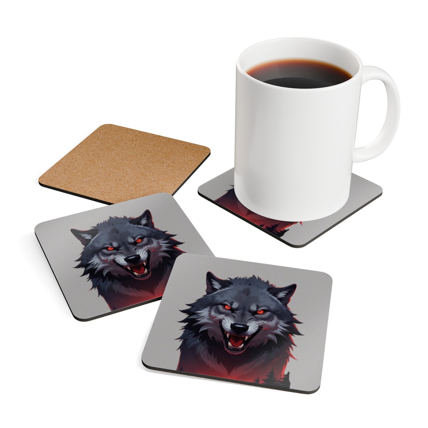 Wolf Corkwood Coaster Set