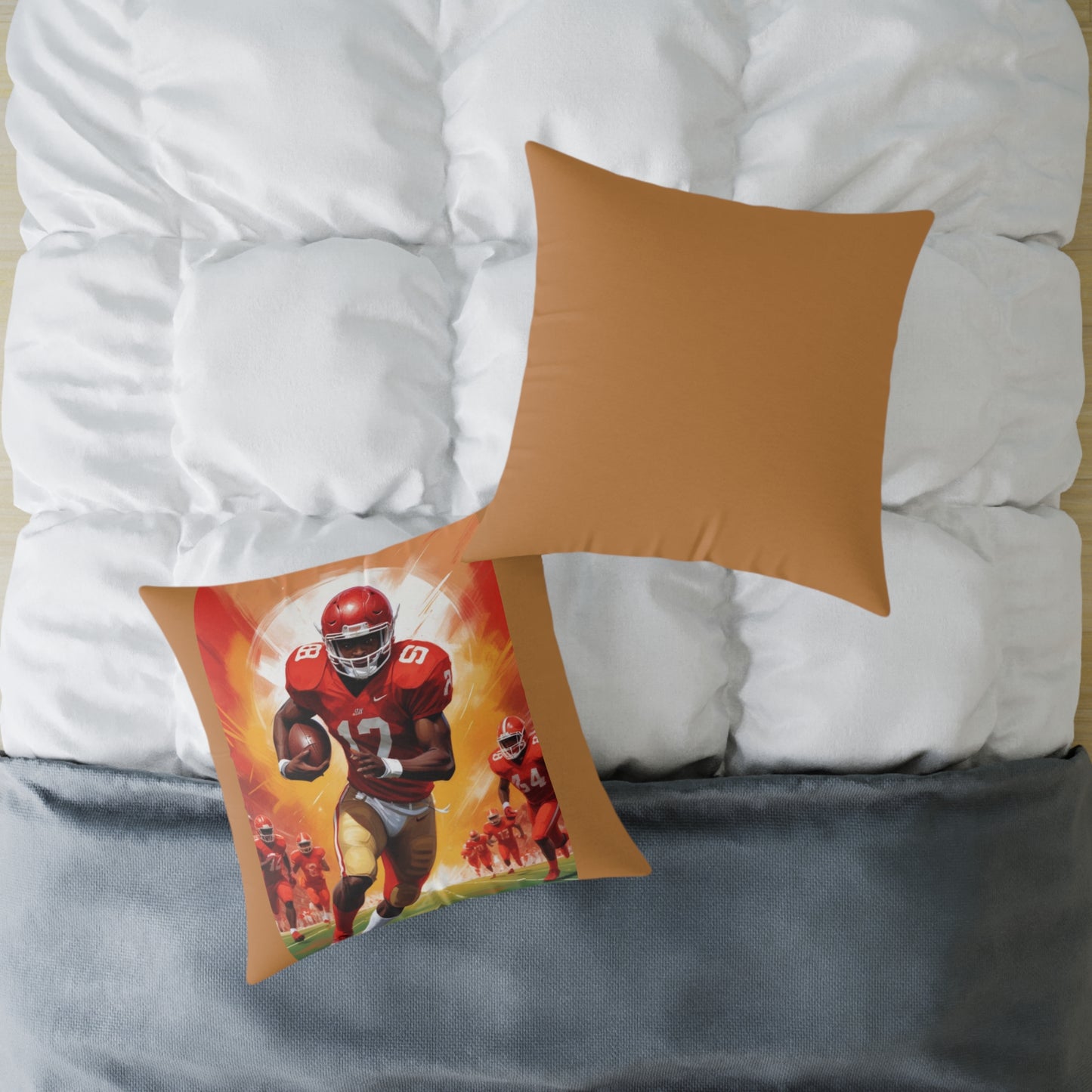 American Football Square Poly Canvas Pillow