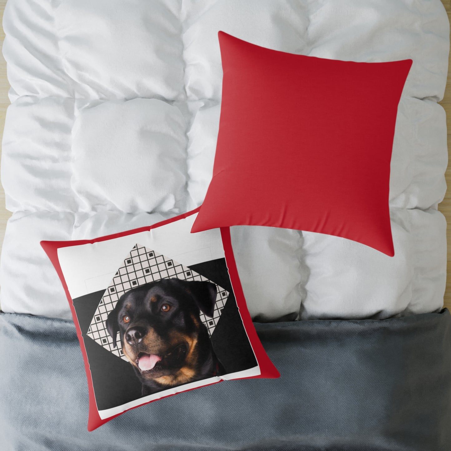 Rottweiller Square Poly Canvas Pillow