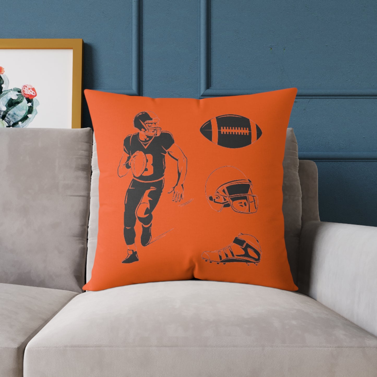 American Football Square Poly Canvas Pillow