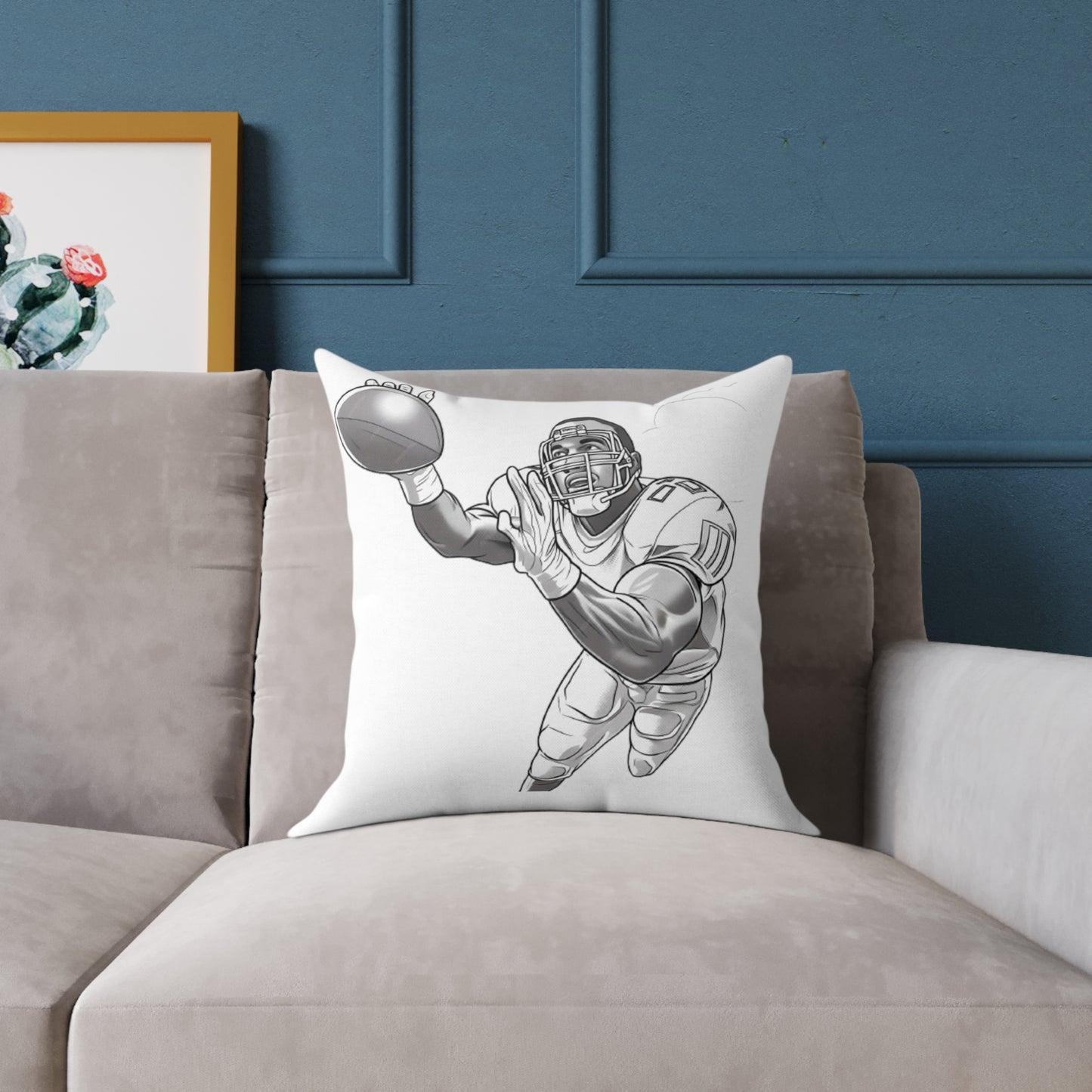 American Football Square Poly Canvas Pillow