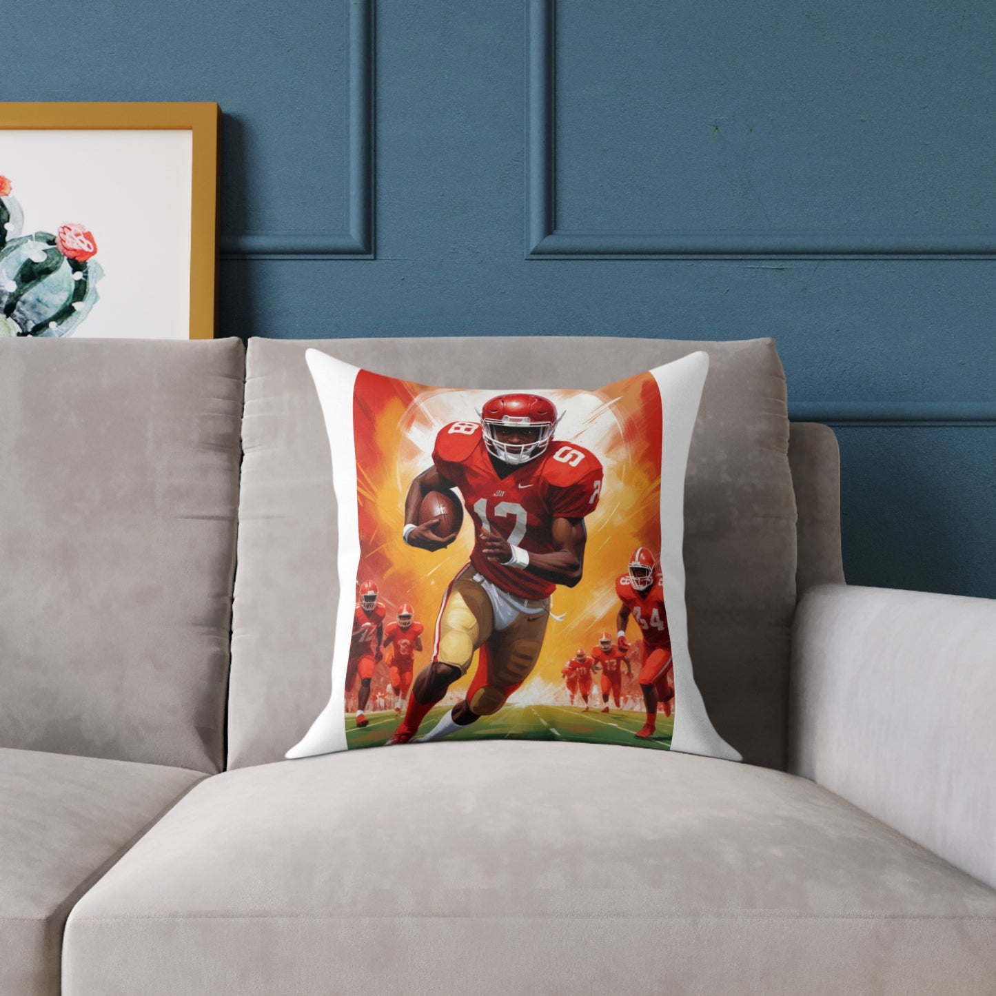 American Football Square Poly Canvas Pillow