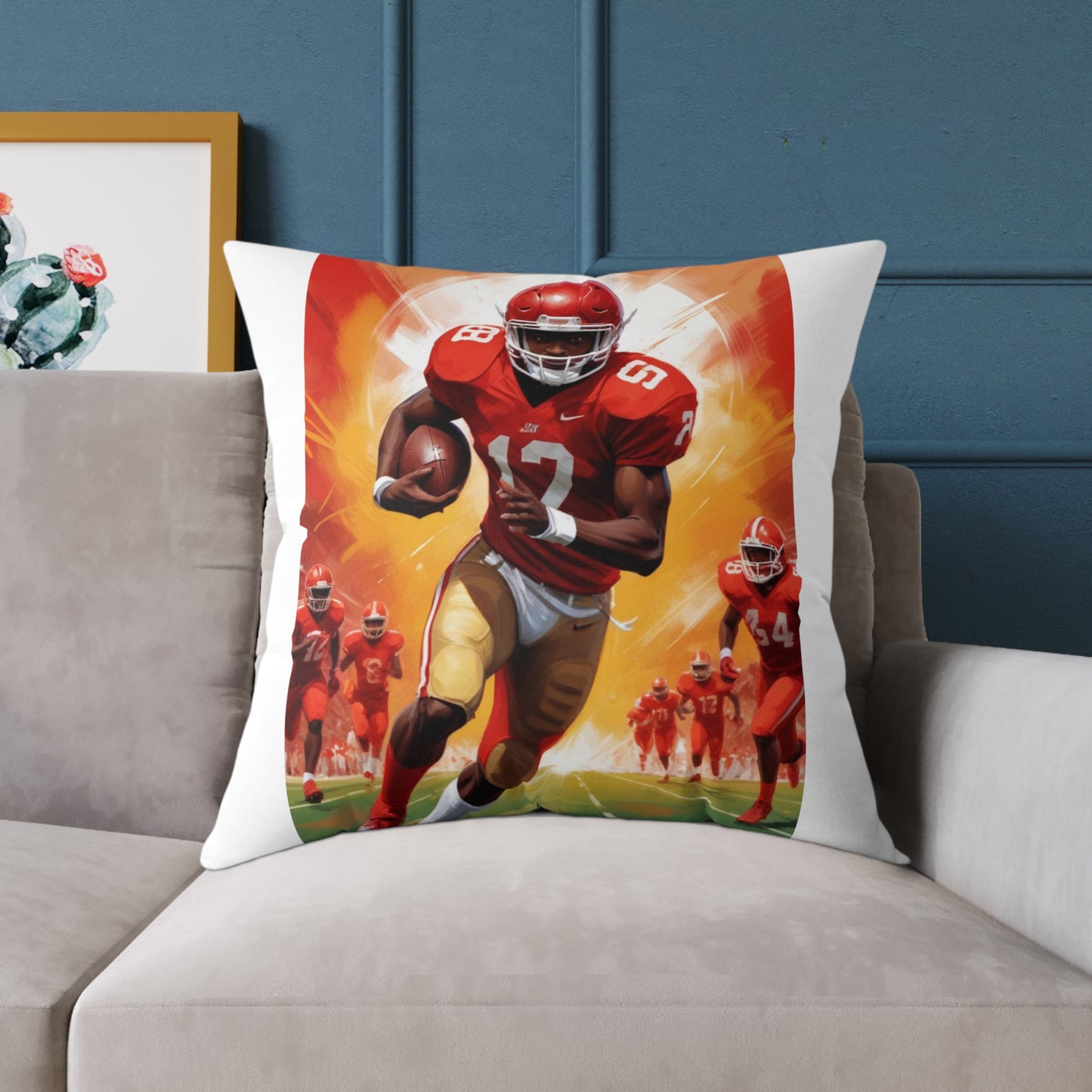 American Football Square Poly Canvas Pillow