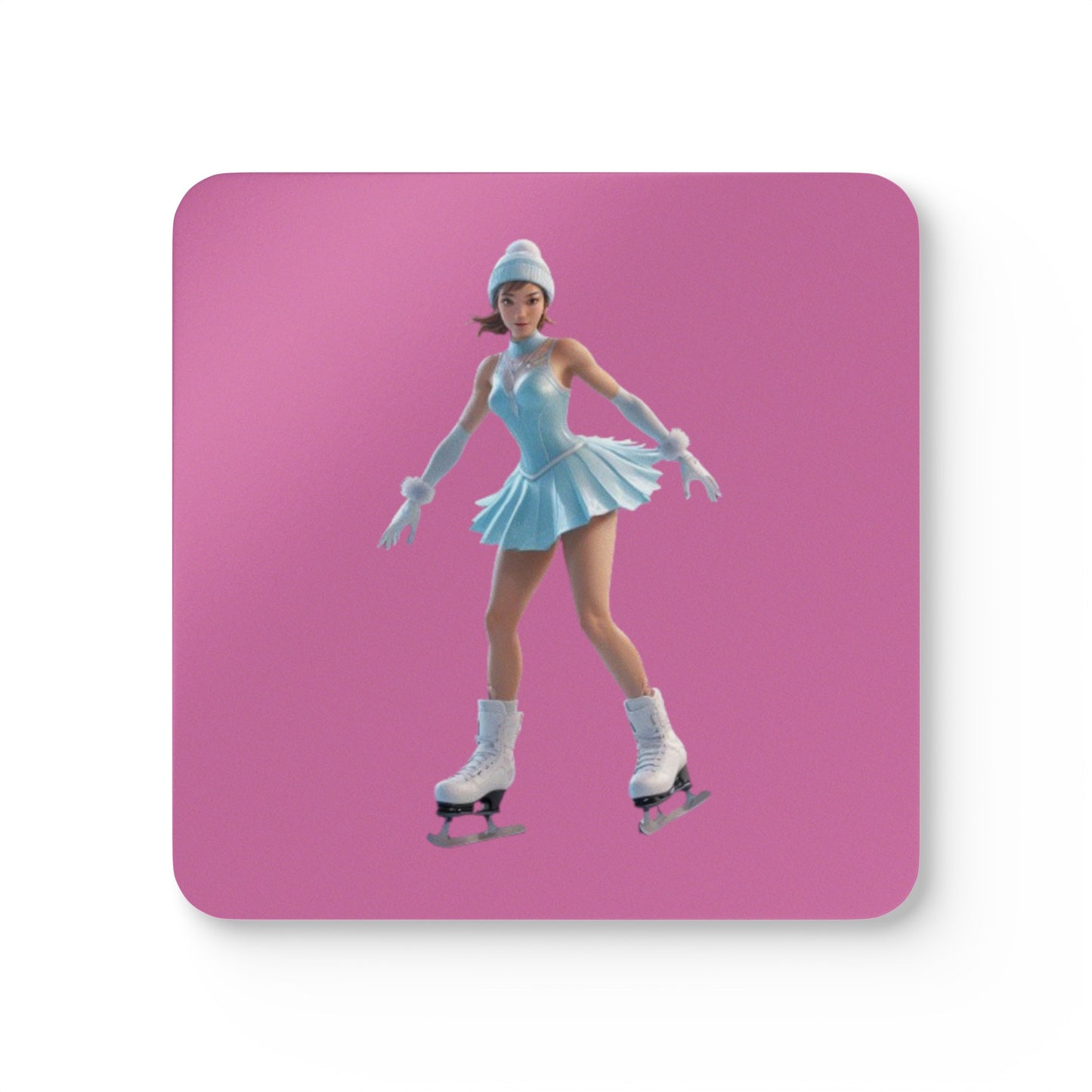 Ice Skating Corkwood Coaster Set