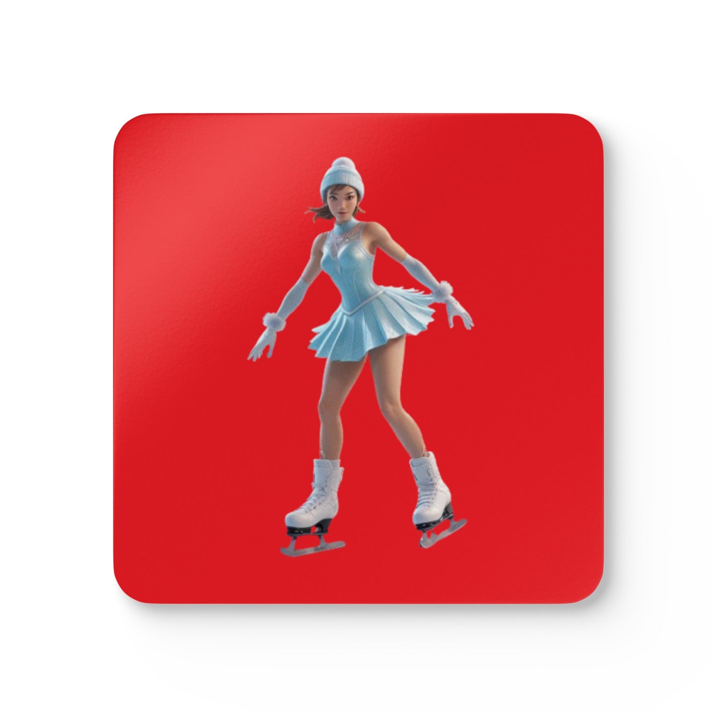 Ice Skating Corkwood Coaster Set