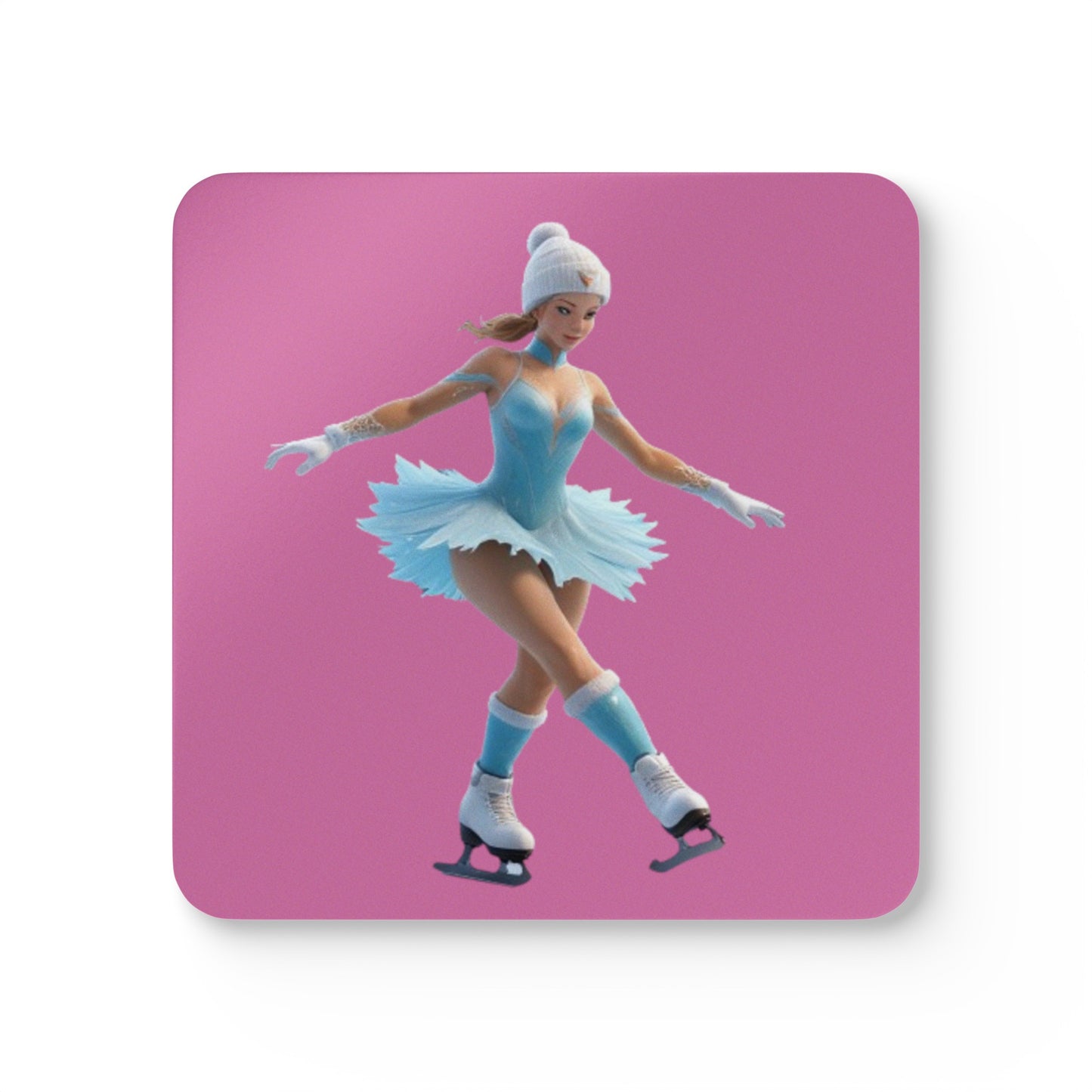 Ice Skating Corkwood Coaster Set