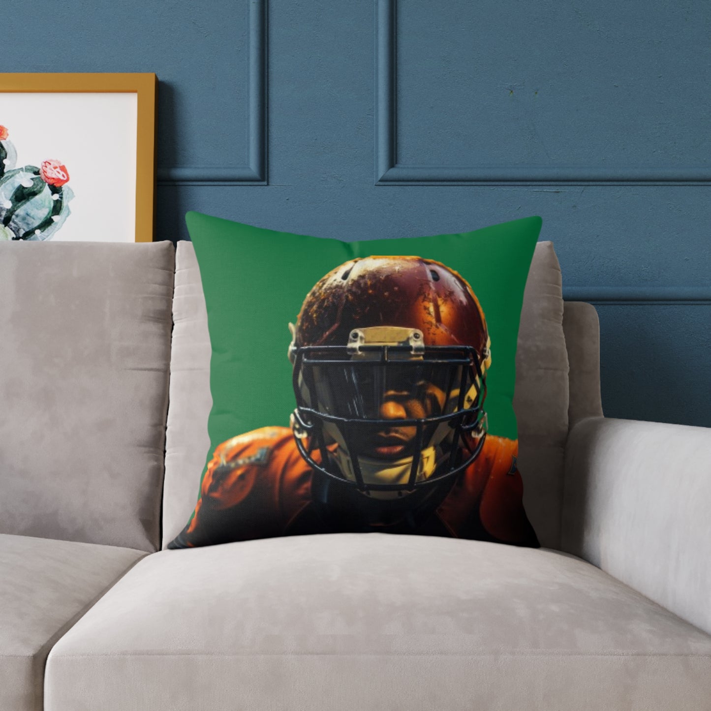 American Football Square Poly Canvas Pillow