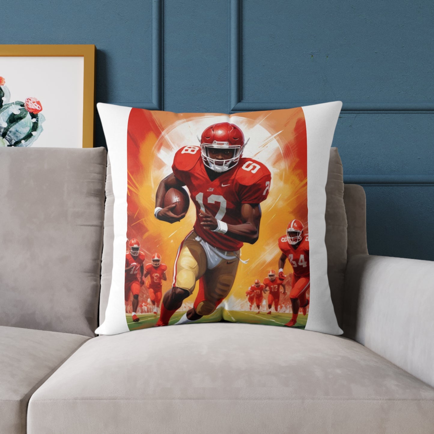 American Football Square Poly Canvas Pillow