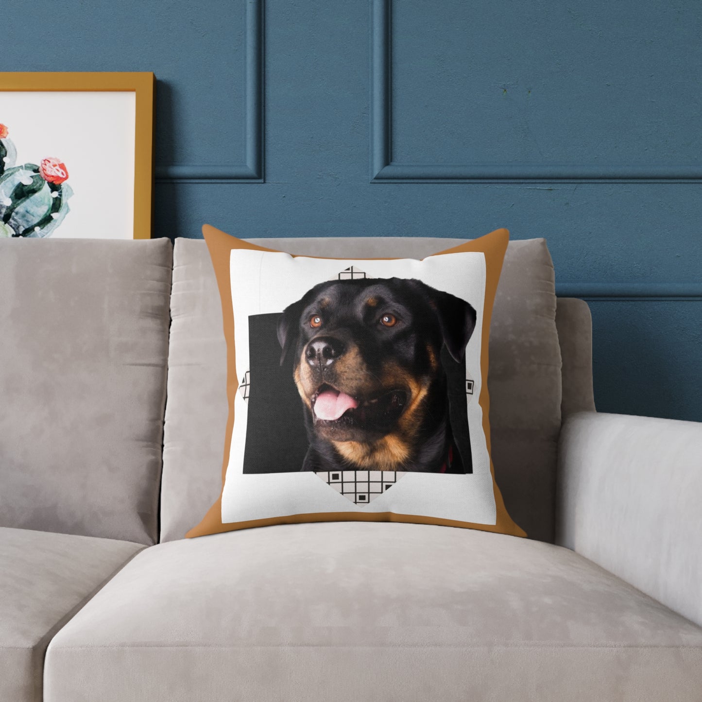 Rottweiller Square Poly Canvas Pillow