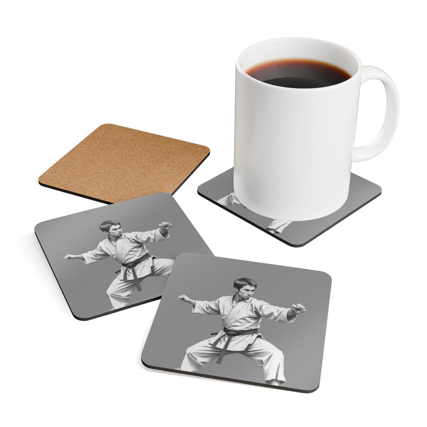 Martial Arts Corkwood Coaster Set