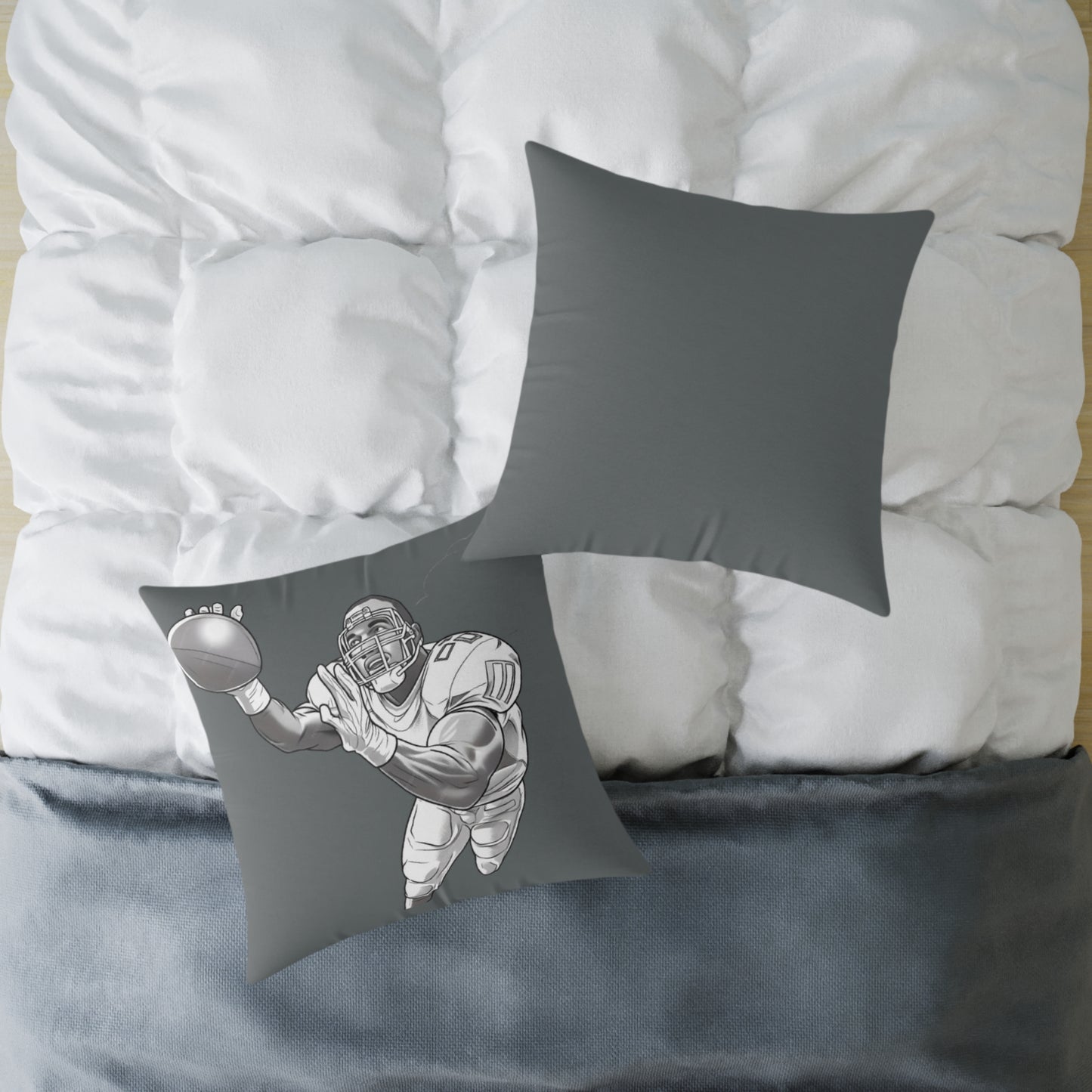 American Football Square Poly Canvas Pillow