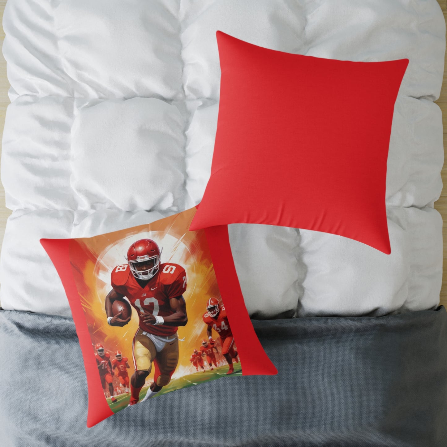 American Football Square Poly Canvas Pillow