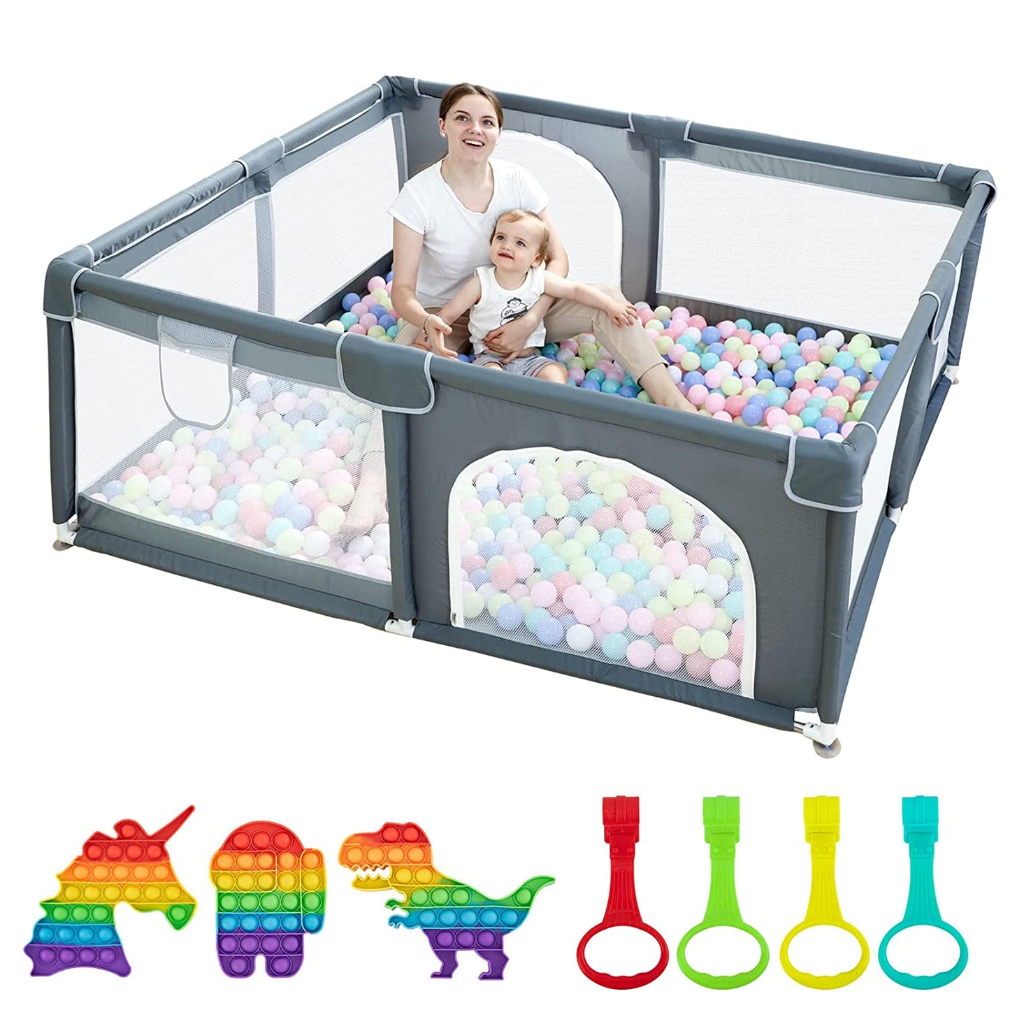 Play Pen For Babies And Toddlers, Baby Play Yard With Gate For Limited Space 47x47x26 Baby Fence With Breathable Mesh, Safety Indoor & Outdoor Activity Center