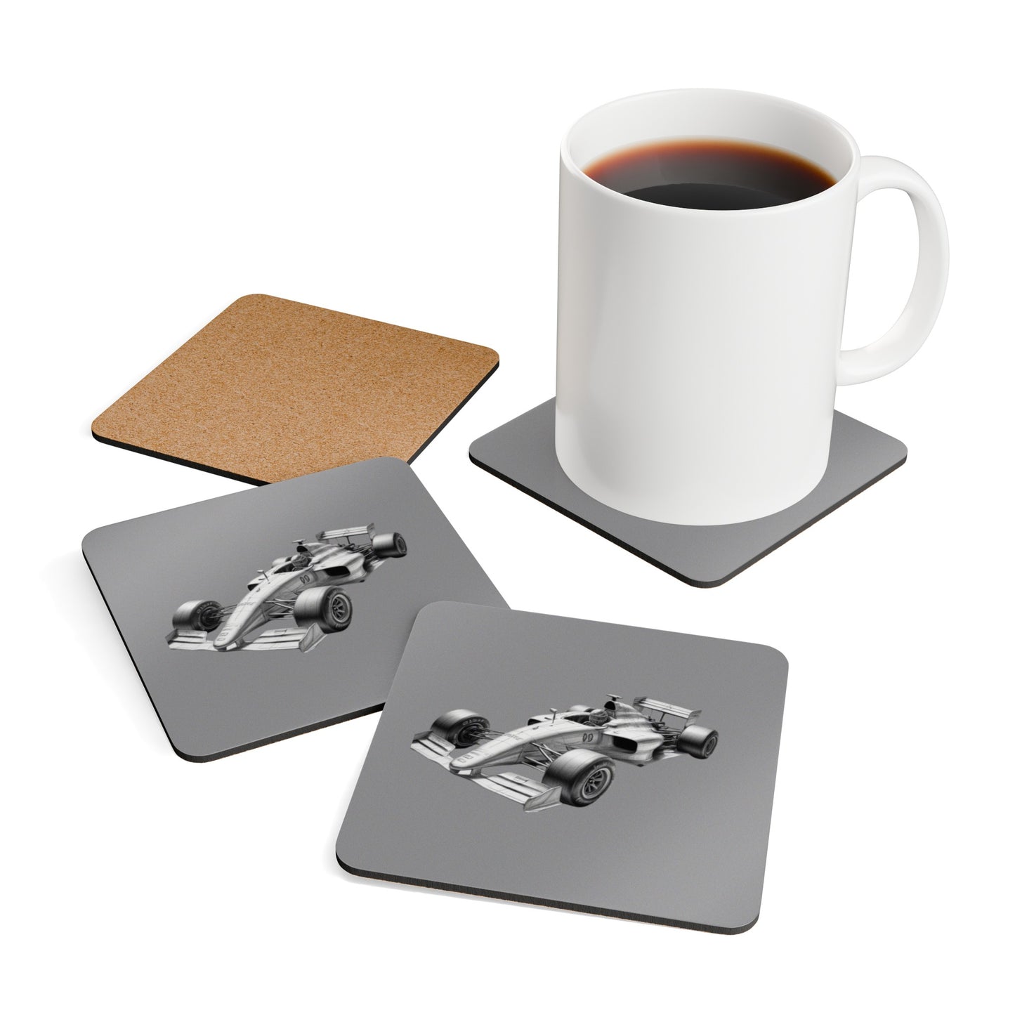 Racing Car Corkwood Coaster Set