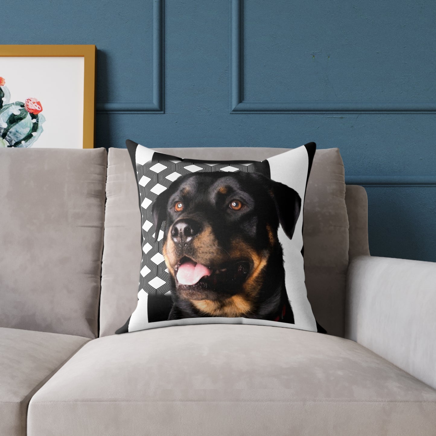 Rottweiller Square Poly Canvas Pillow