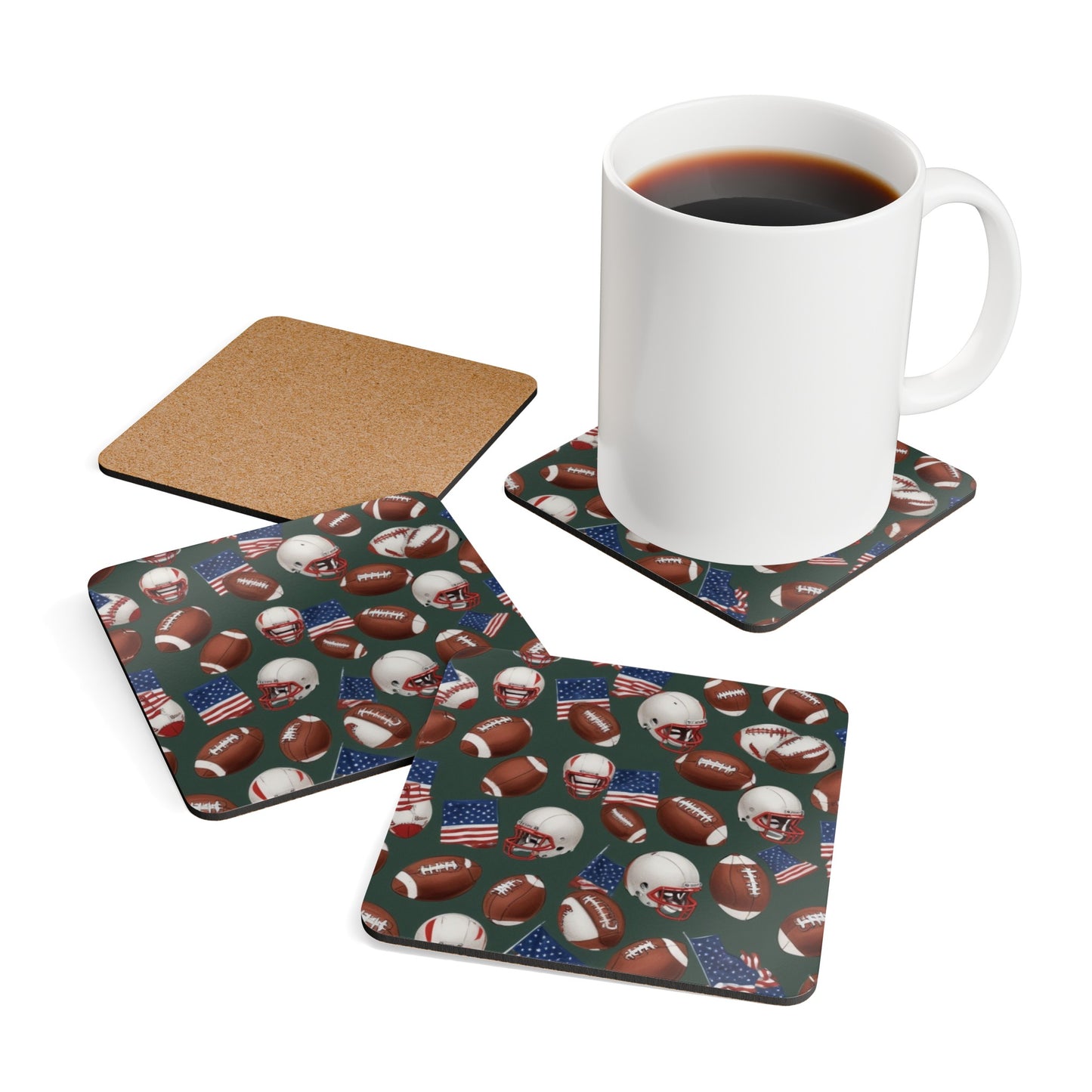 American Football Corkwood Coaster Set