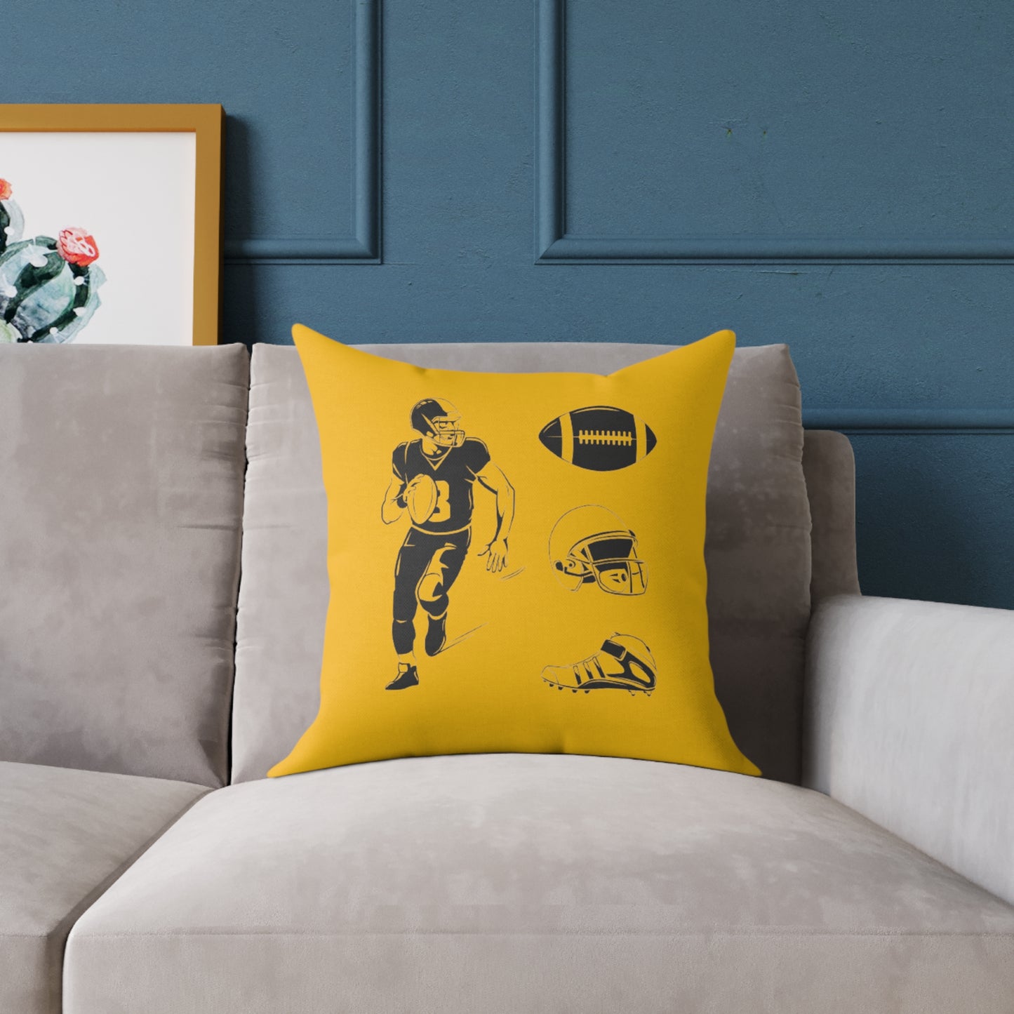 American Football Square Poly Canvas Pillow
