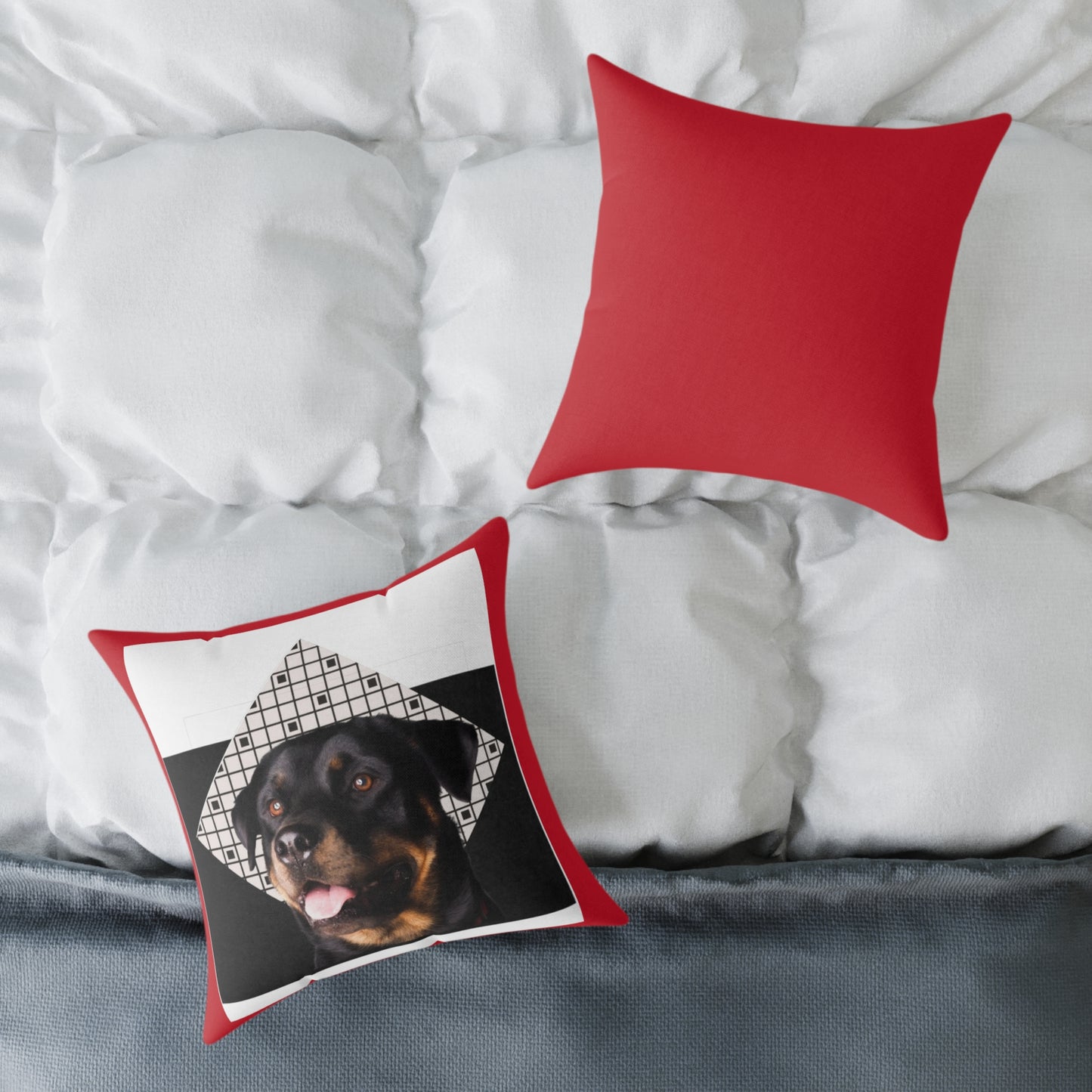 Rottweiller Square Poly Canvas Pillow