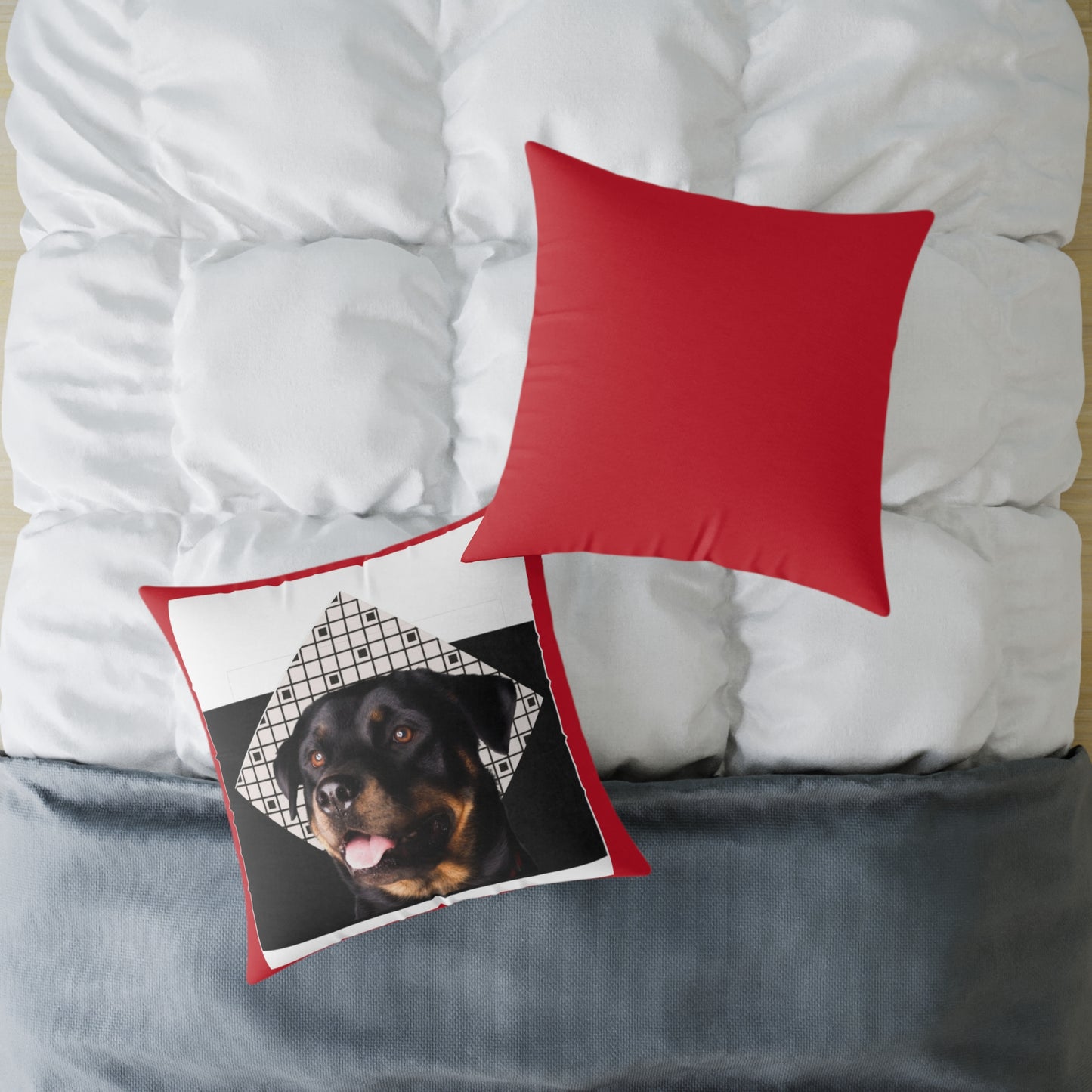 Rottweiller Square Poly Canvas Pillow