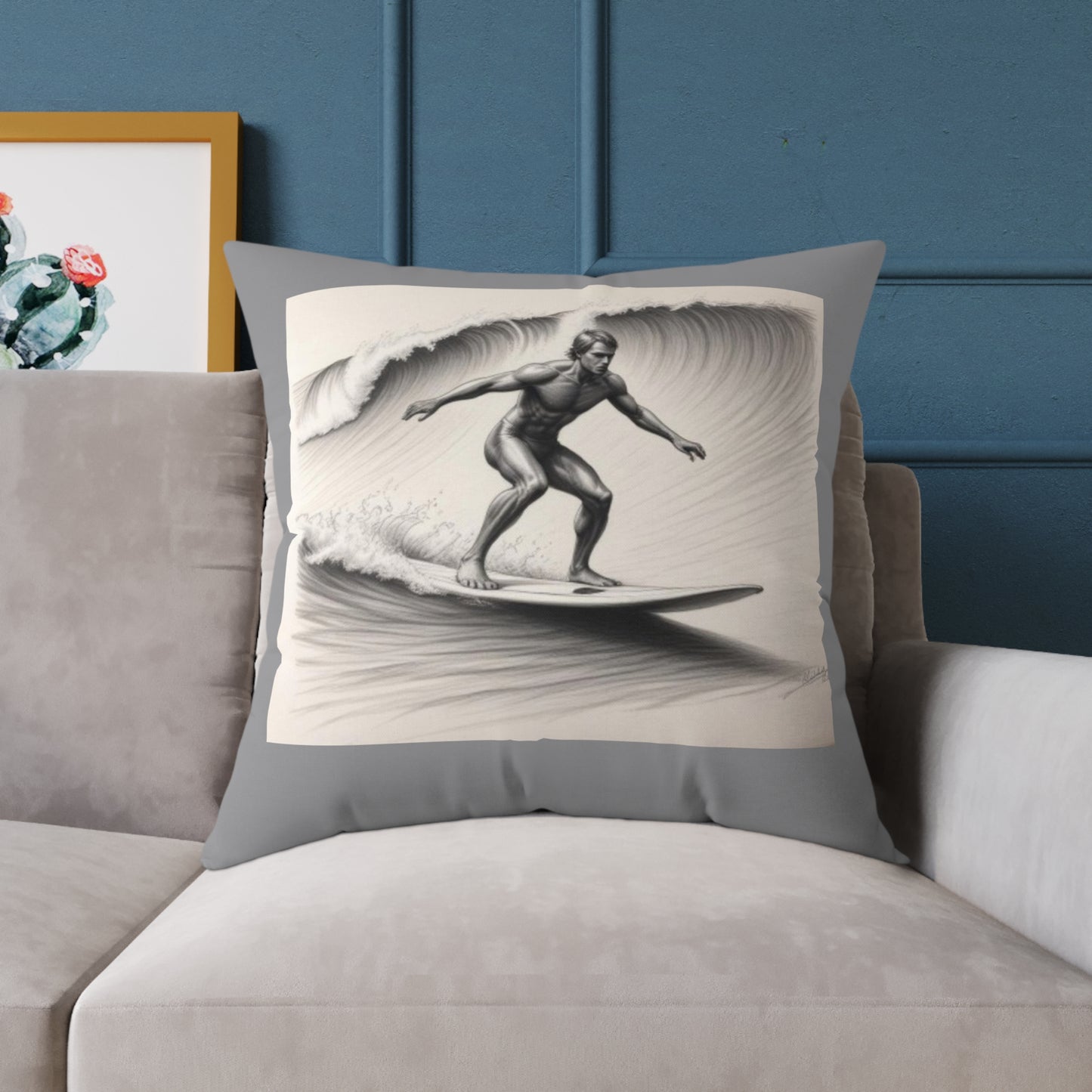 Surfing Square Poly Canvas Pillow