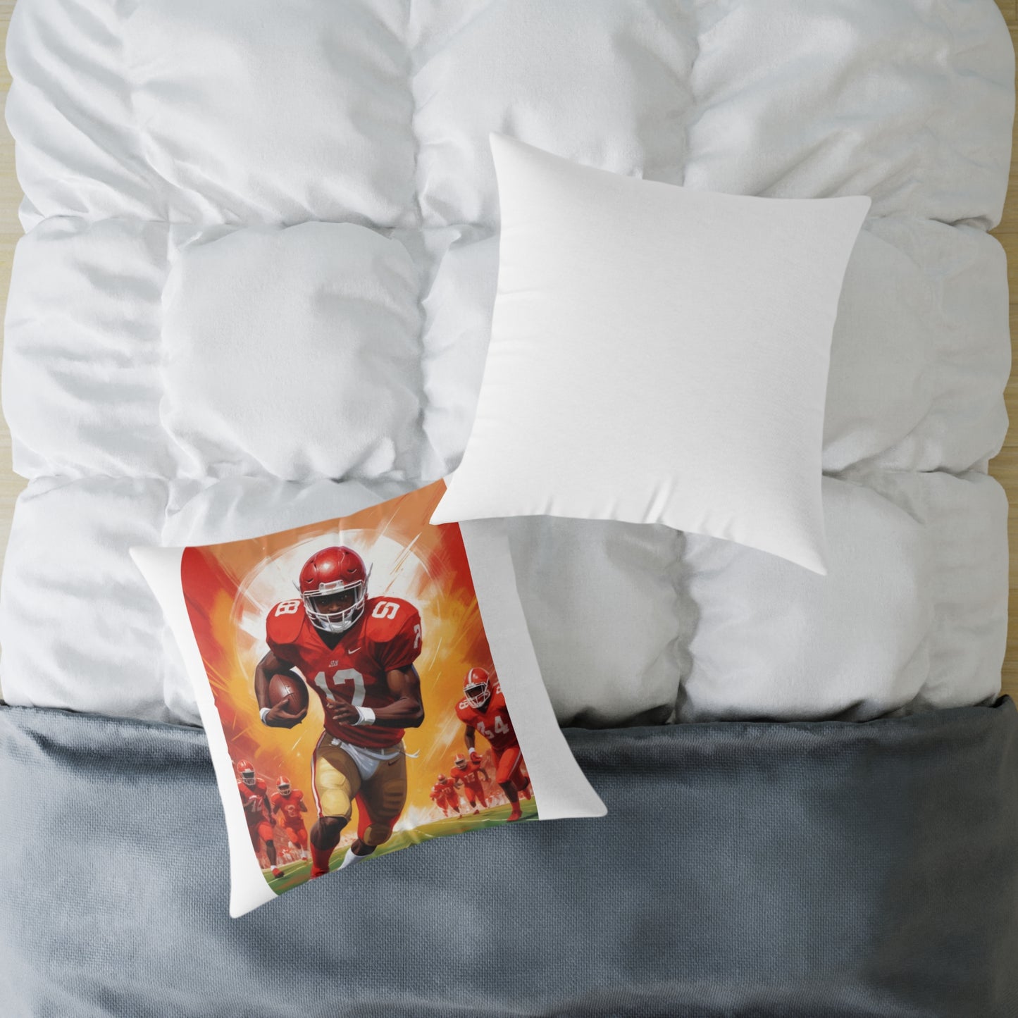 American Football Square Poly Canvas Pillow