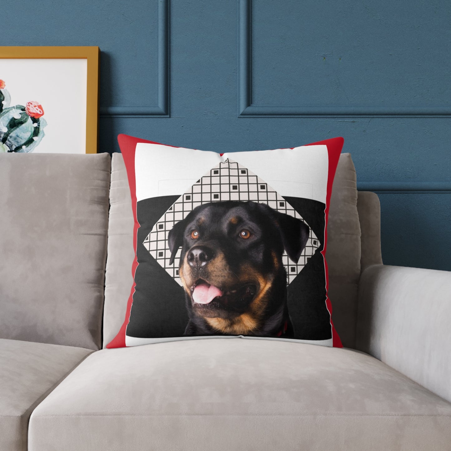 Rottweiller Square Poly Canvas Pillow