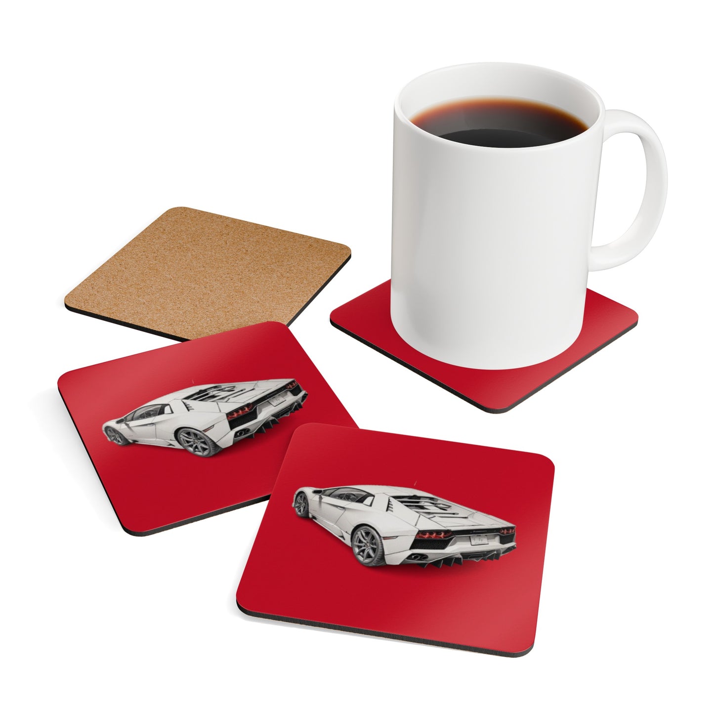 Lamborghini Corkwood Coaster Set