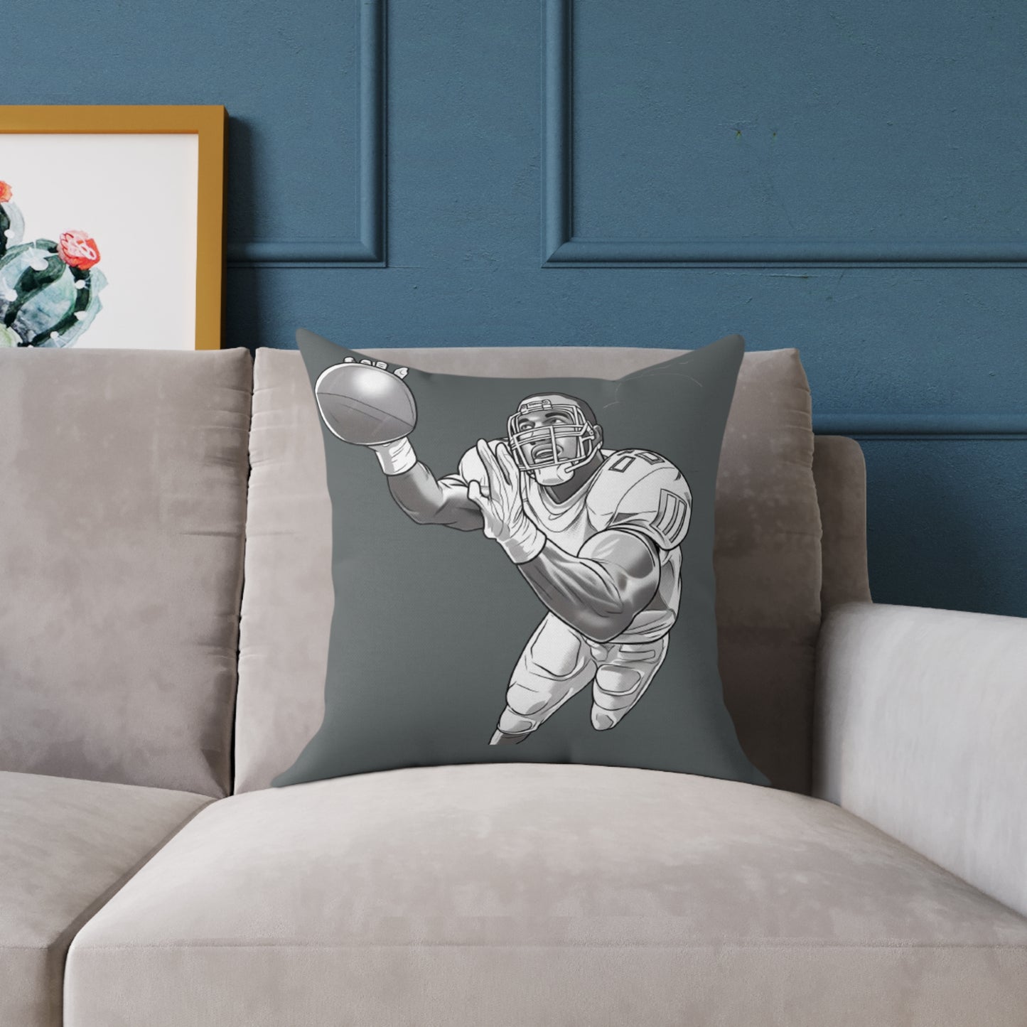 American Football Square Poly Canvas Pillow