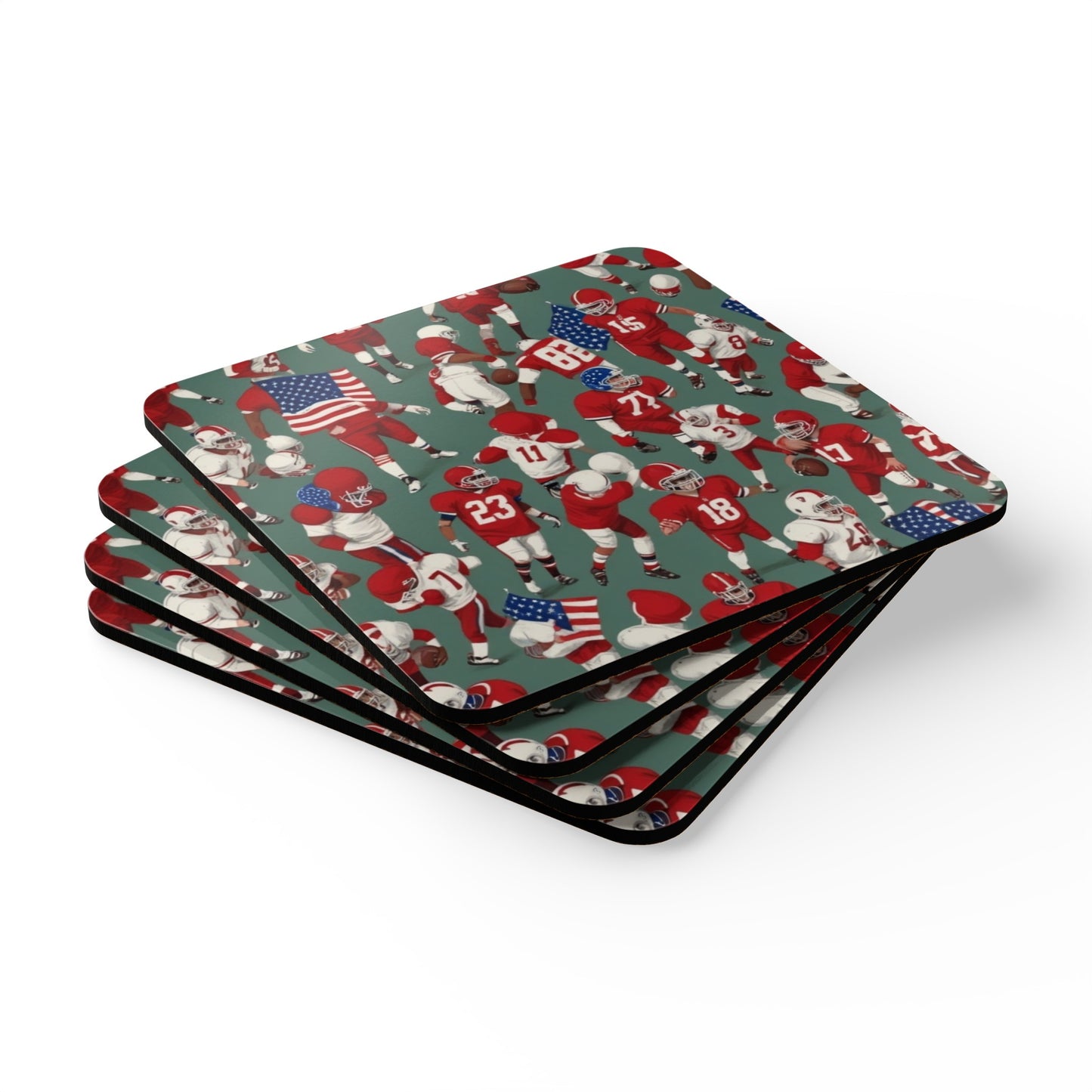 American Football Corkwood Coaster Set