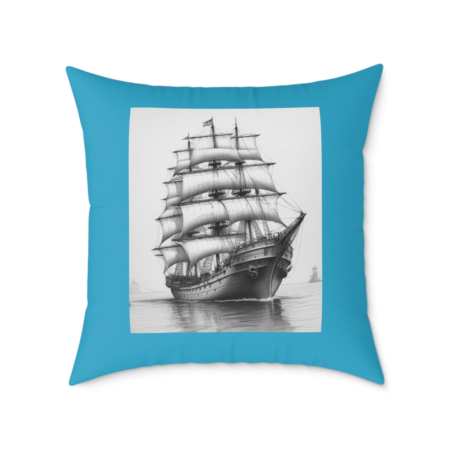 Ship Square Poly Canvas Pillow